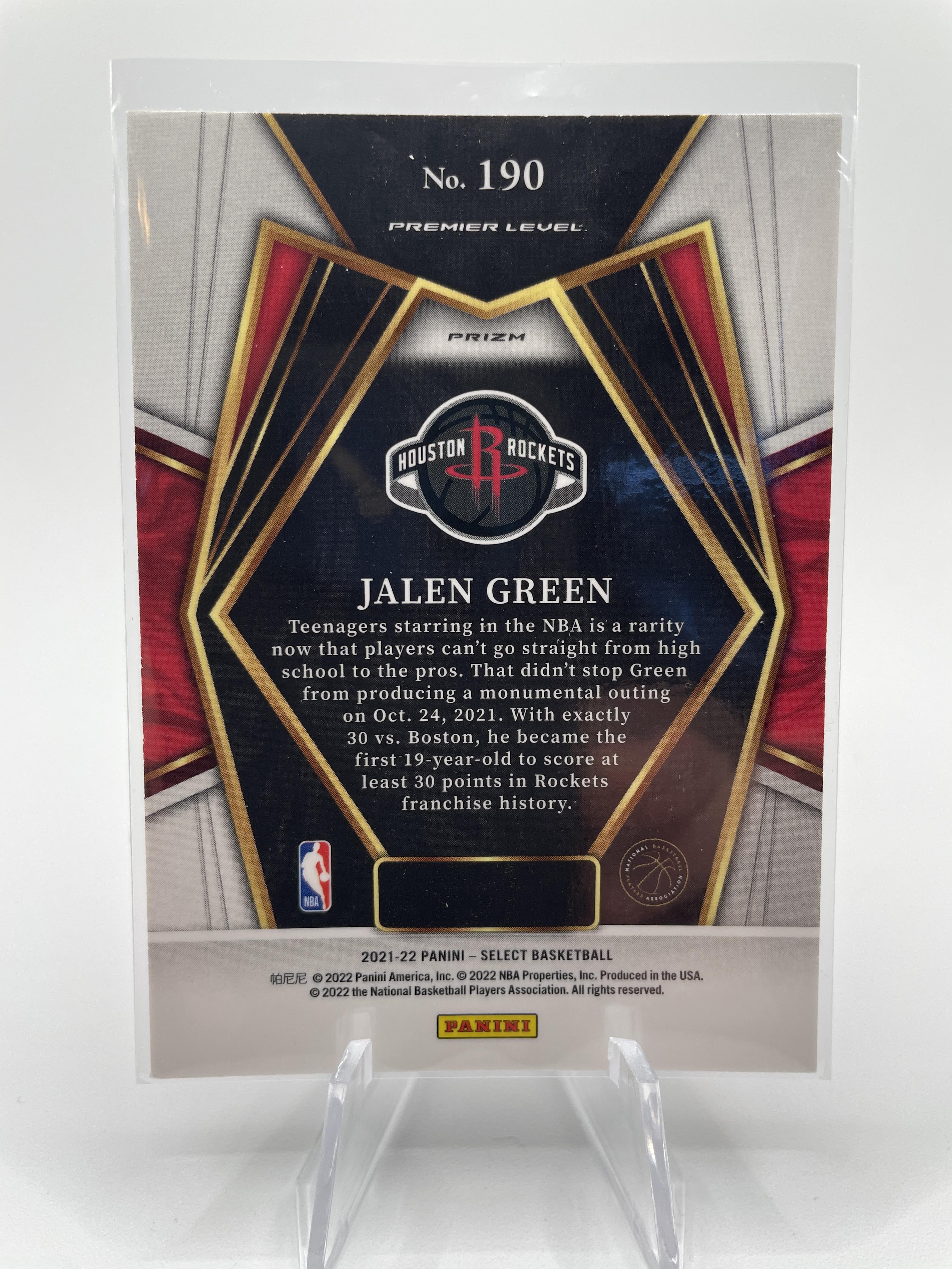 2021-22 Panini Select Jalen Green Premier Green White Purple Prizm Rookie + Base