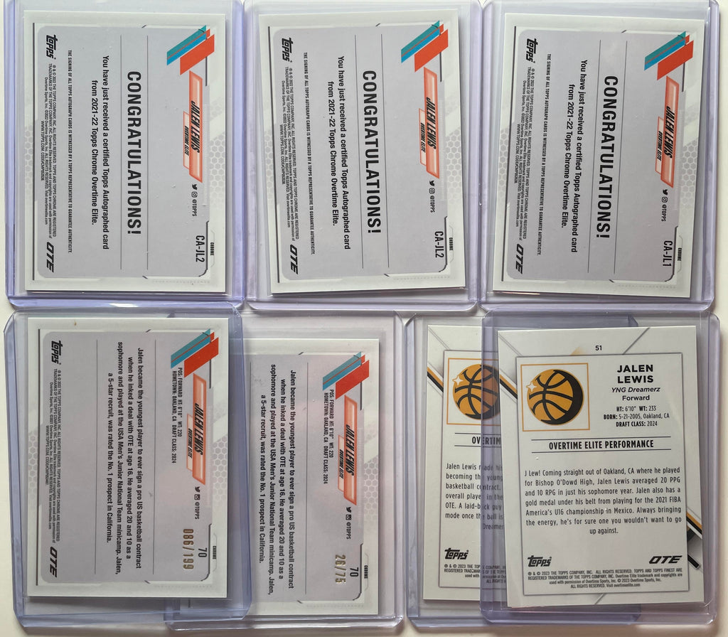 2021-22 Topps OTE Chrome Jalen Lewis Refractor Auto Set (x3) Gold /50 Green /75