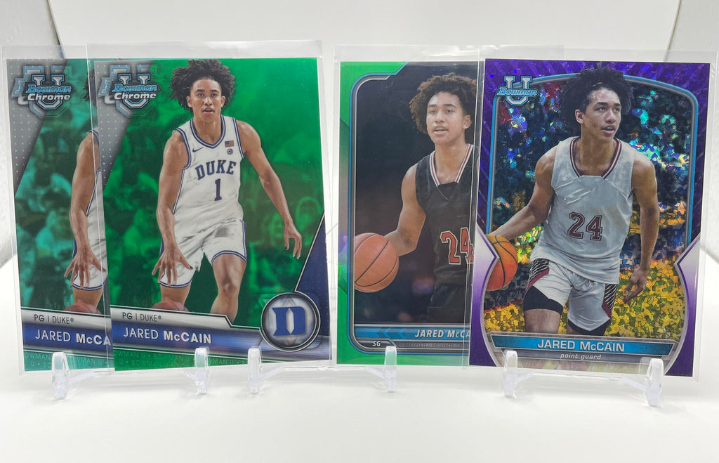 2021-24 Bowman U Chrome Jared McCain Green Refractor /99 + Aqua /299 Set (x4)