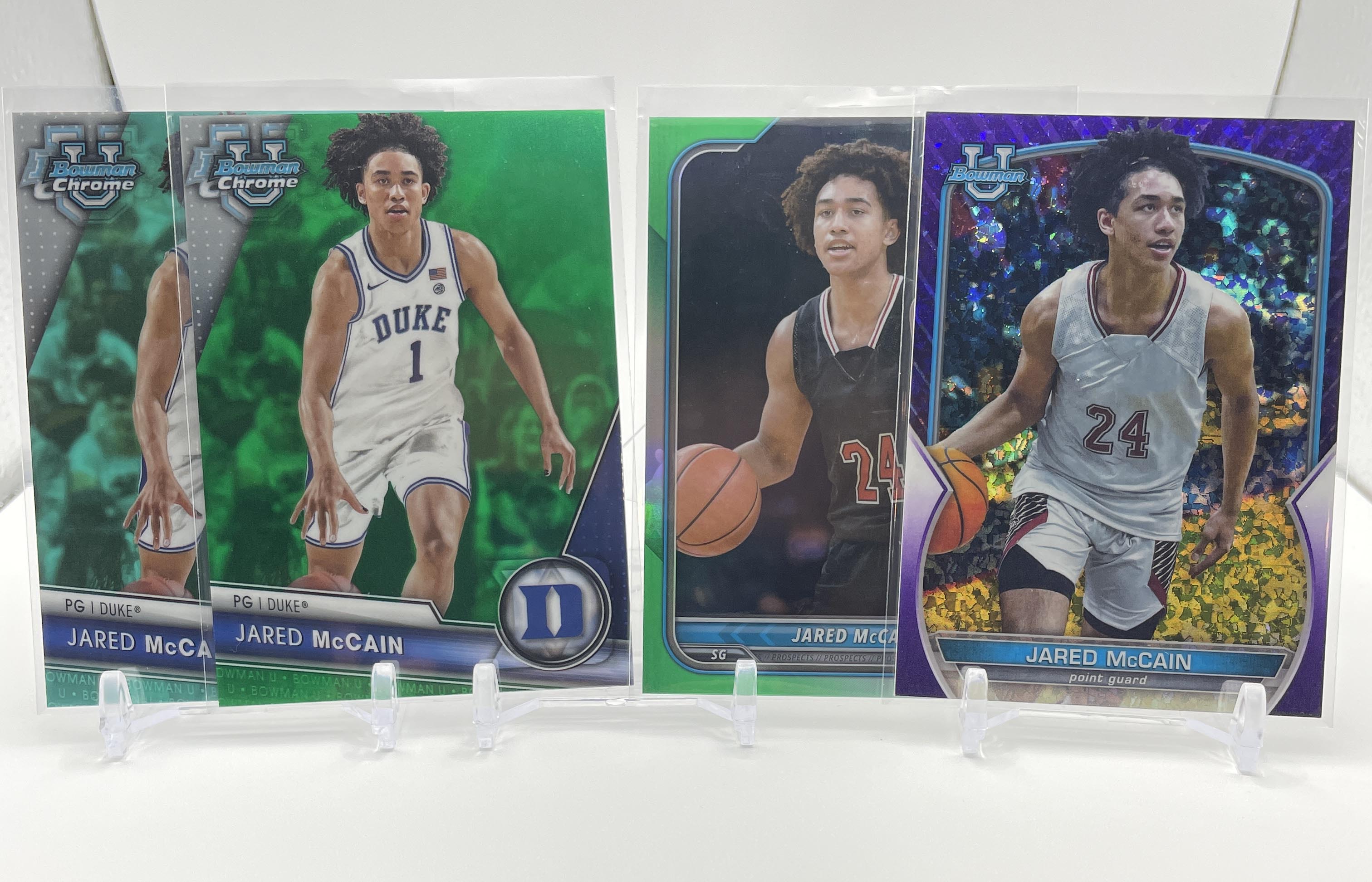 2021-24 Bowman U Chrome Jared McCain Green Refractor /99 + Aqua /299 Set (x4)