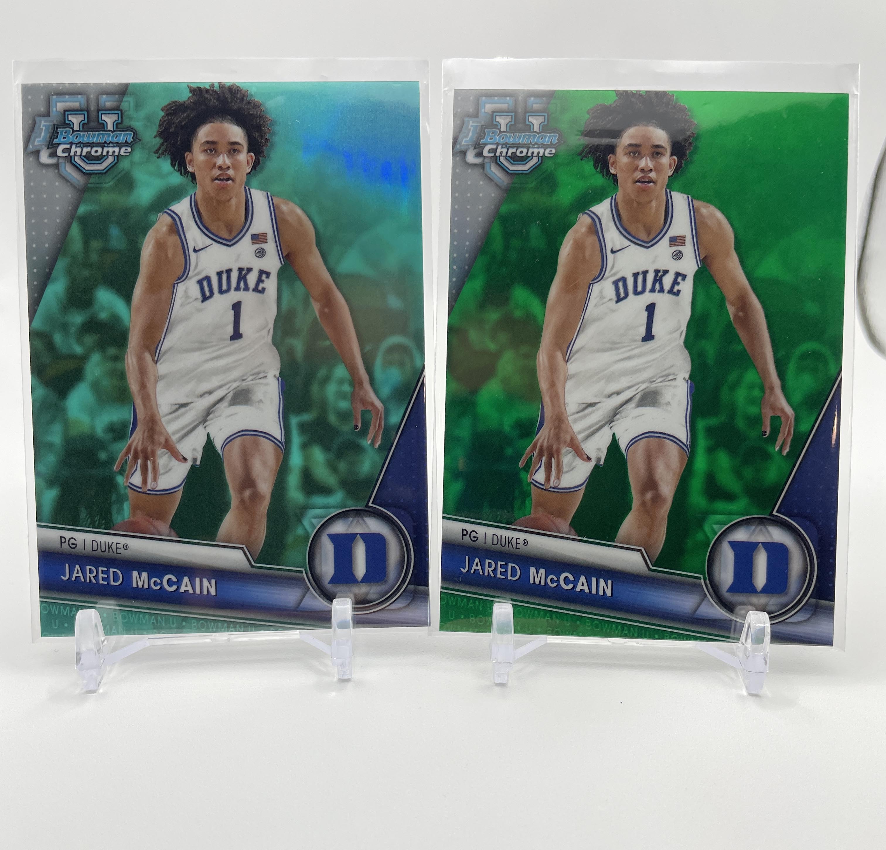 2021-24 Bowman U Chrome Jared McCain Green Refractor /99 + Aqua /299 Set (x4)