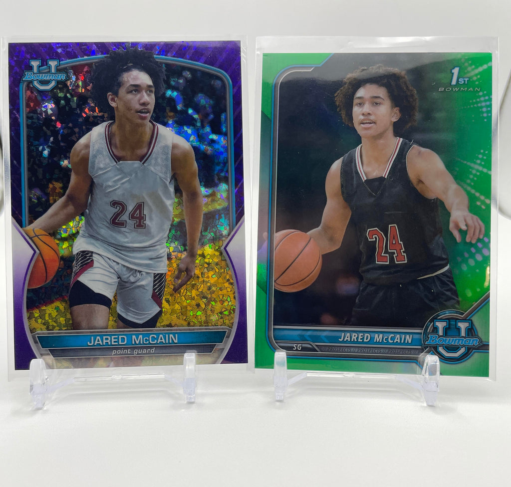 2021-24 Bowman U Chrome Jared McCain Green Refractor /99 + Aqua /299 Set (x4)