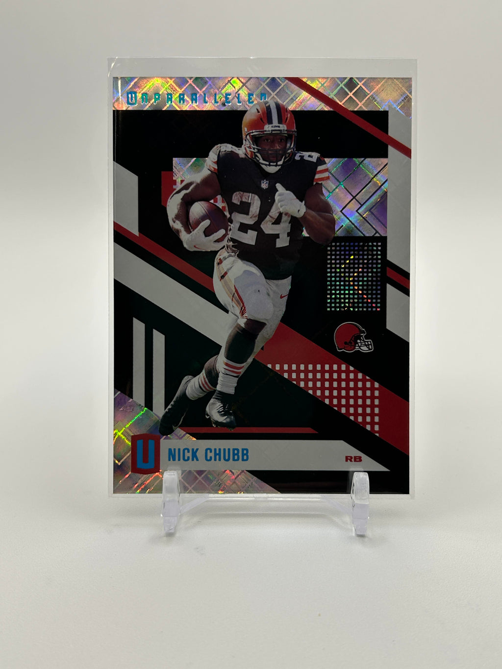 2021 Panini Chronicles Unparalleled Nick Chubb Cosmic /75 SP Error Card