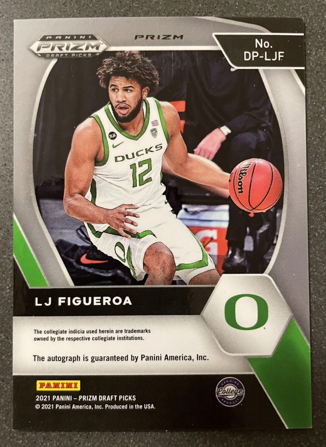 2021 Panini Prizm Draft Picks LJ Figueroa Green Rookie Auto #DP-LJF