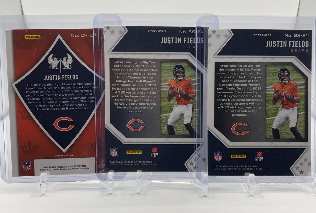 2021 Panini Rookies & Stars Justin Fields Silver & Red Prizm Rookie Set (x3)