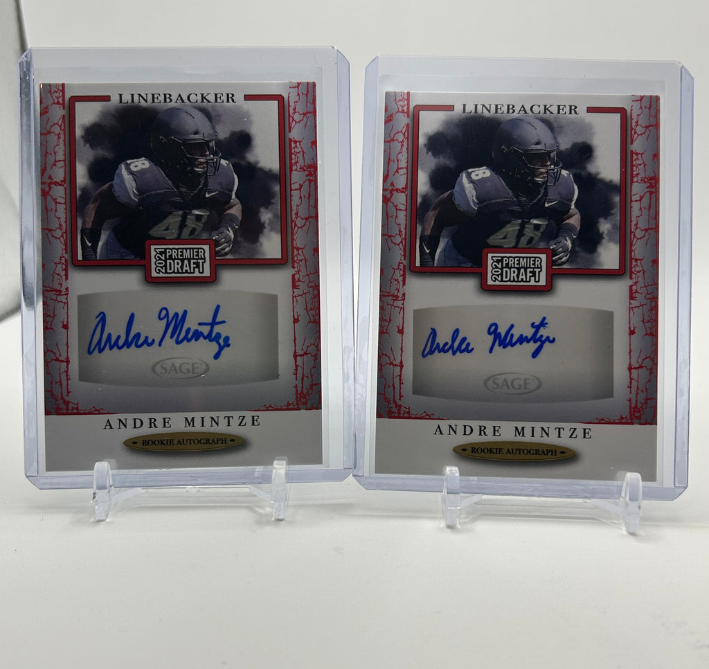 2021 Sage Premier Draft Andre Mintze Red Rookie Auto Set (x2)