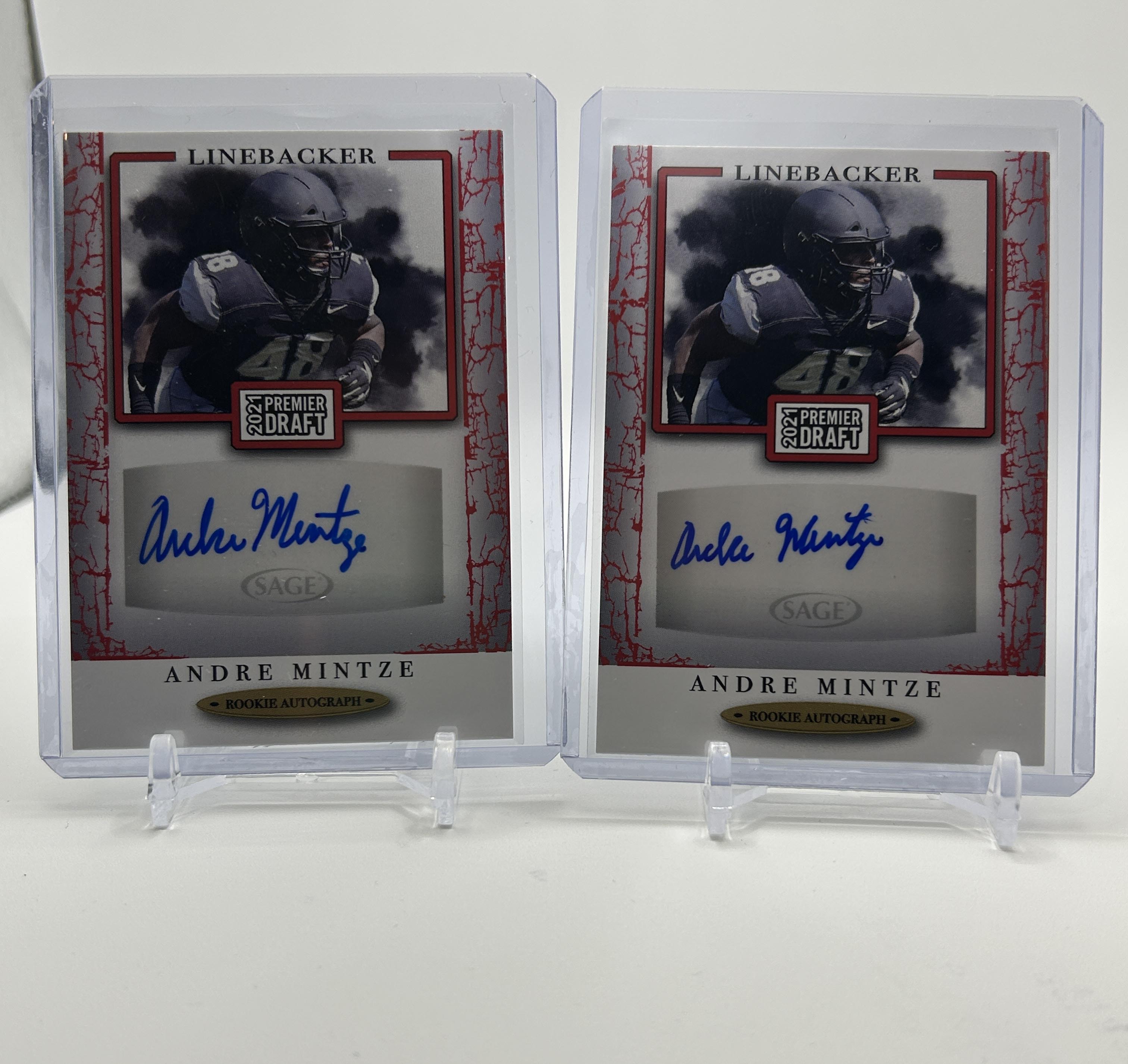 2021 Sage Premier Draft Andre Mintze Red Rookie Auto Set (x2)