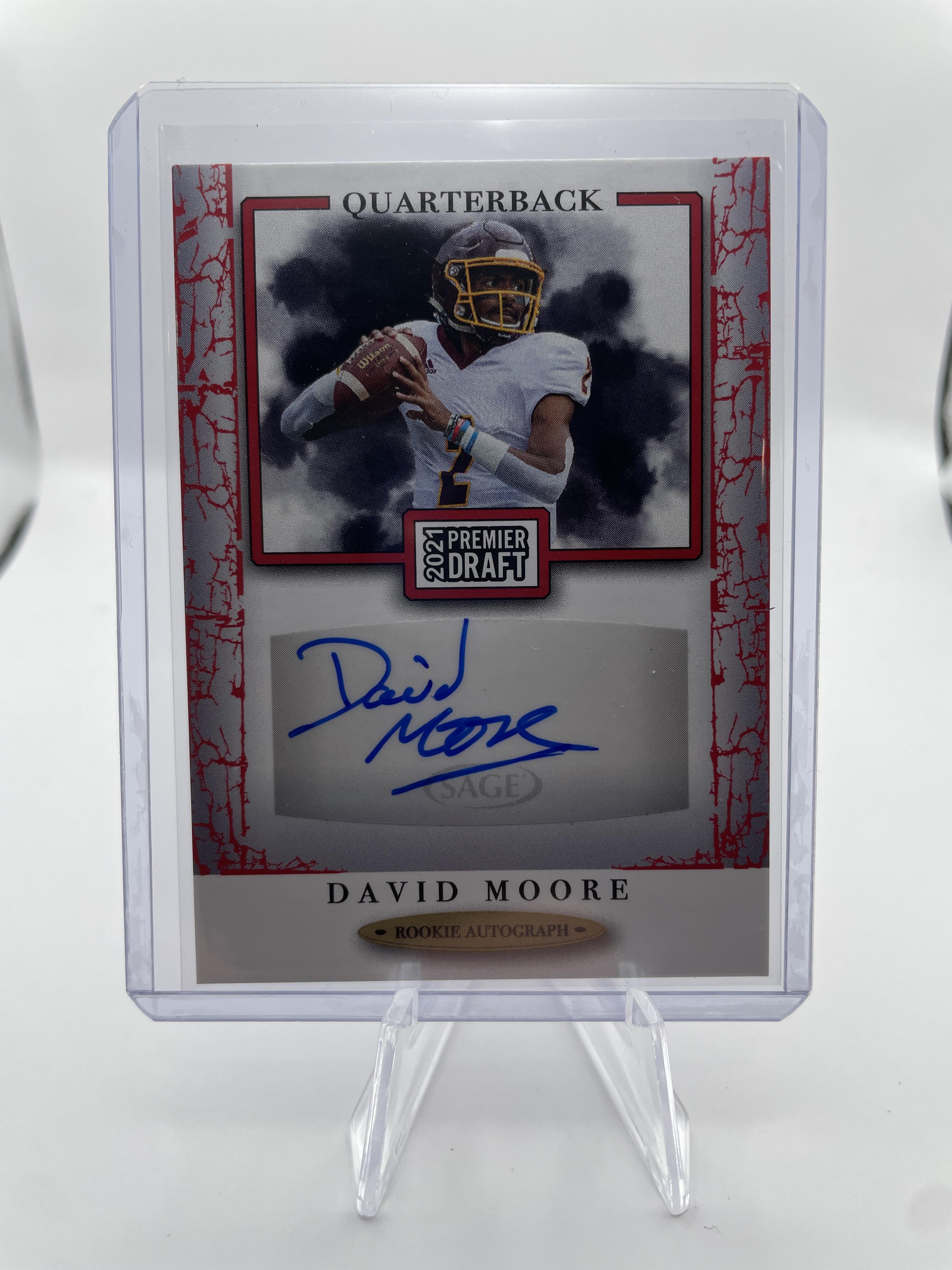 2021 Sage Premier Draft David Moore Red Border Rookie Auto #A199
