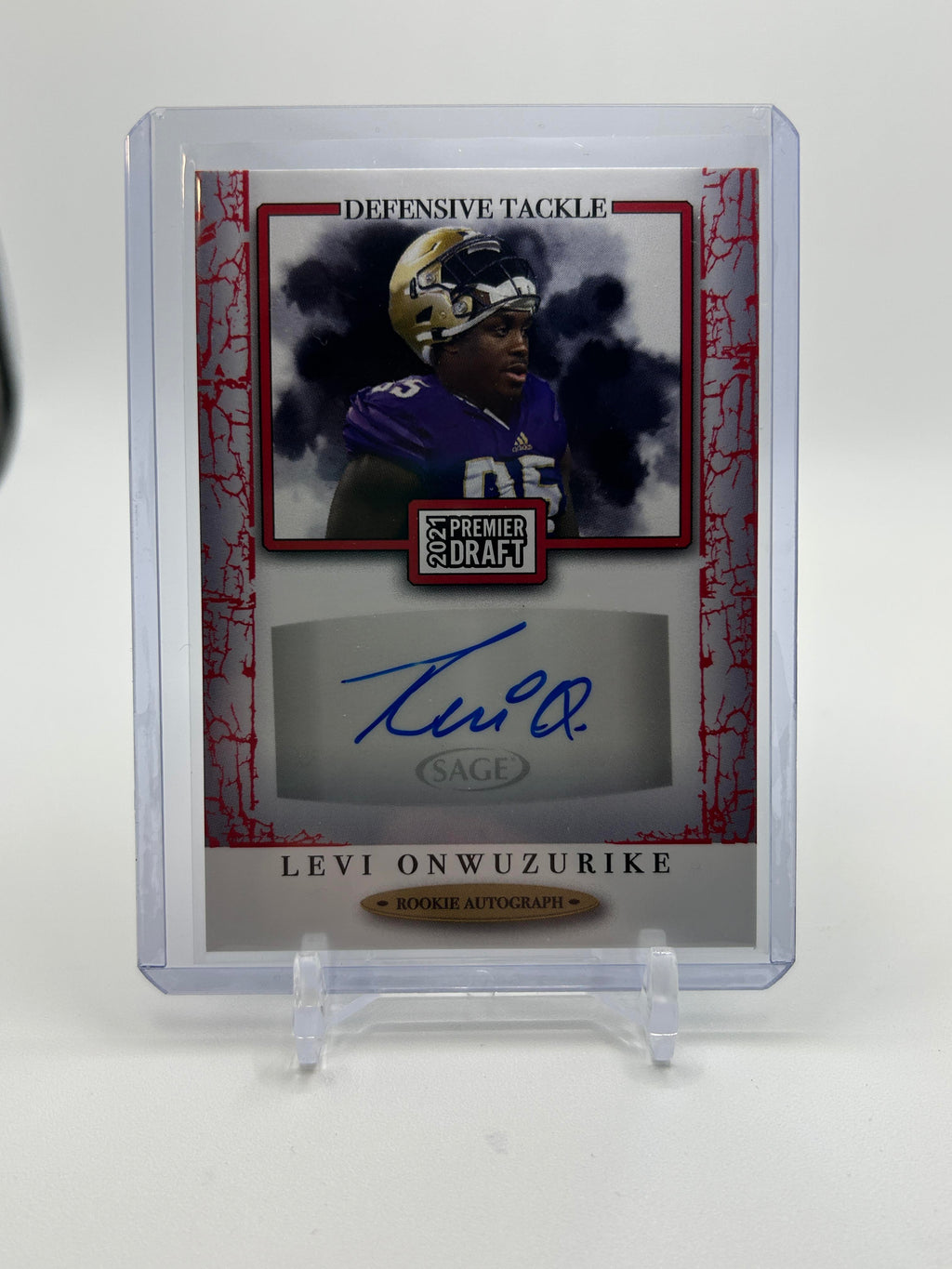 2021 Sage Premier Draft Levi Onwuzurike Red Rookie Auto