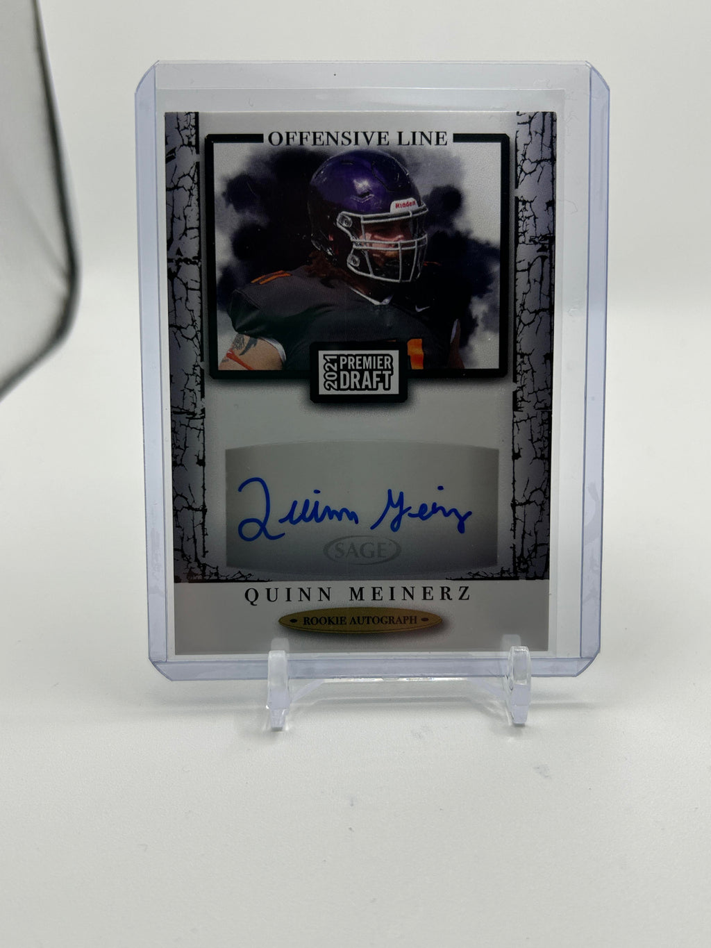 2021 Sage Premier Draft Quinn Meinerz Black Rookie Auto