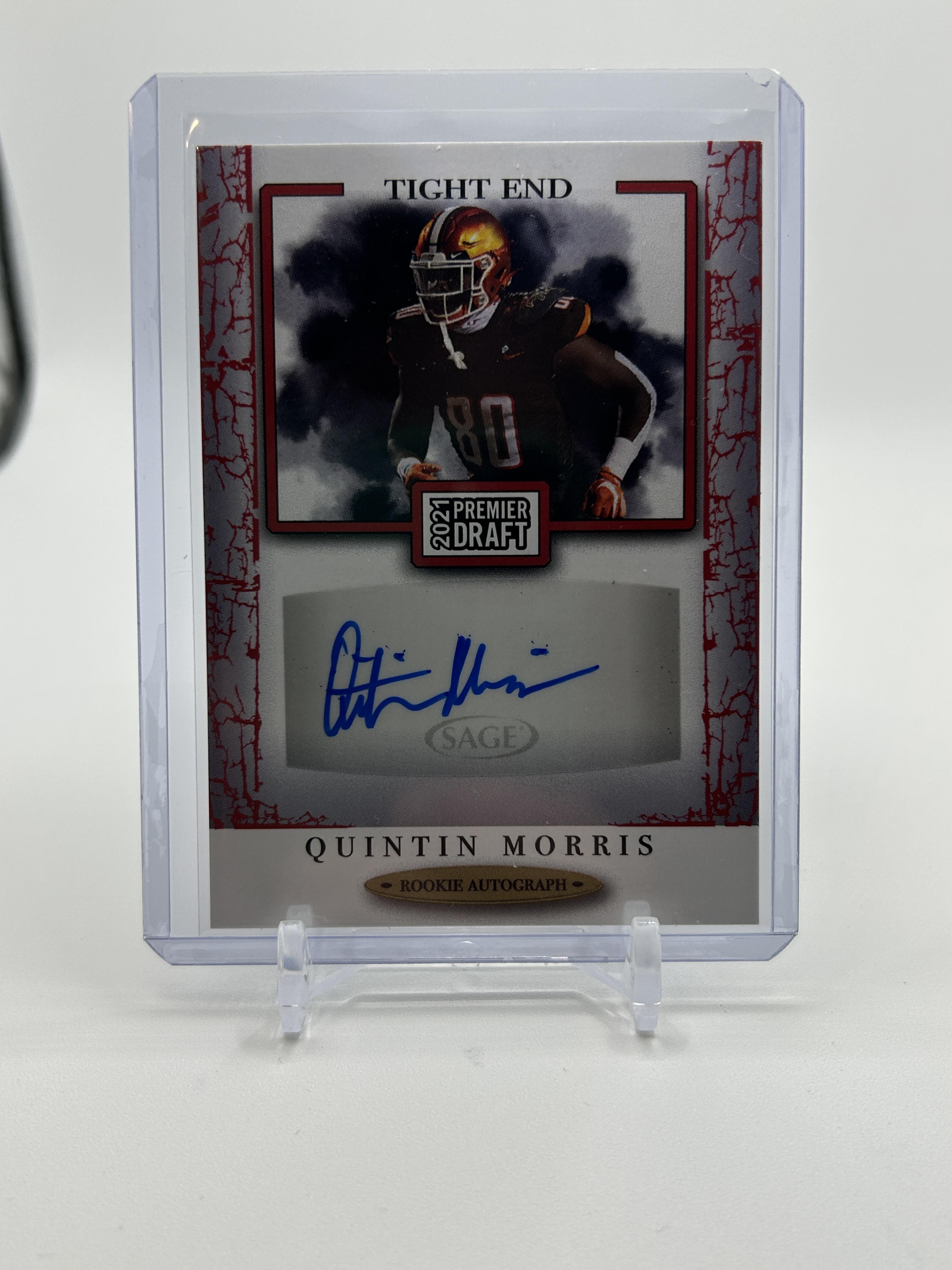 2021 Sage Premier Draft Quintin Morris Red Rookie Auto