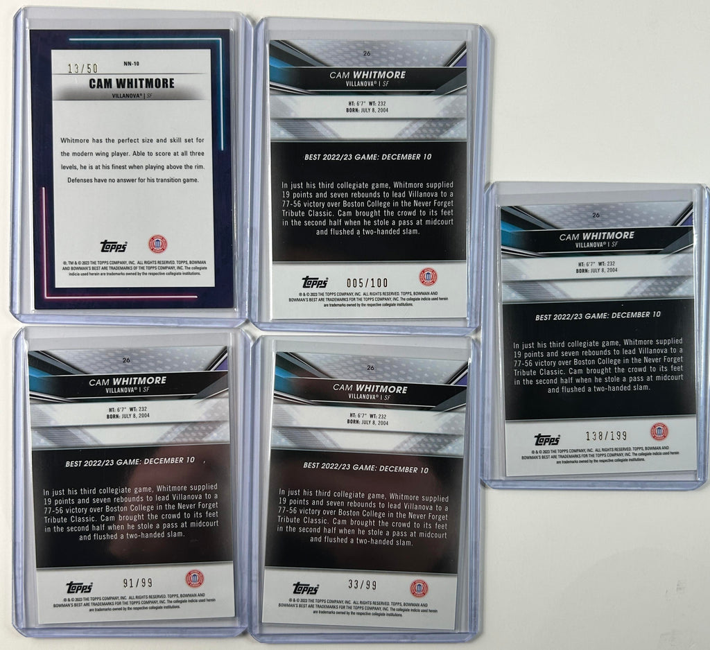 2022-23 Bowman University Best Cam Whitmore Green Refractor Rookie /99