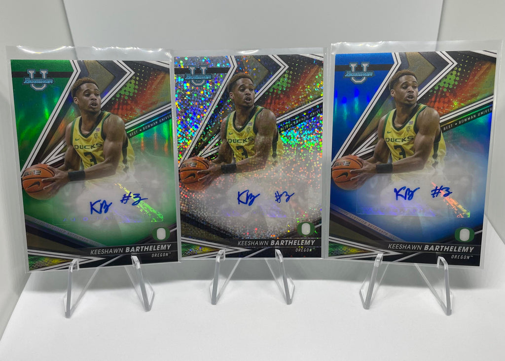 2022-23 Bowman U Best Keeshawn Barthelmy Speckle /25 Green /99 & Blue /150 Auto