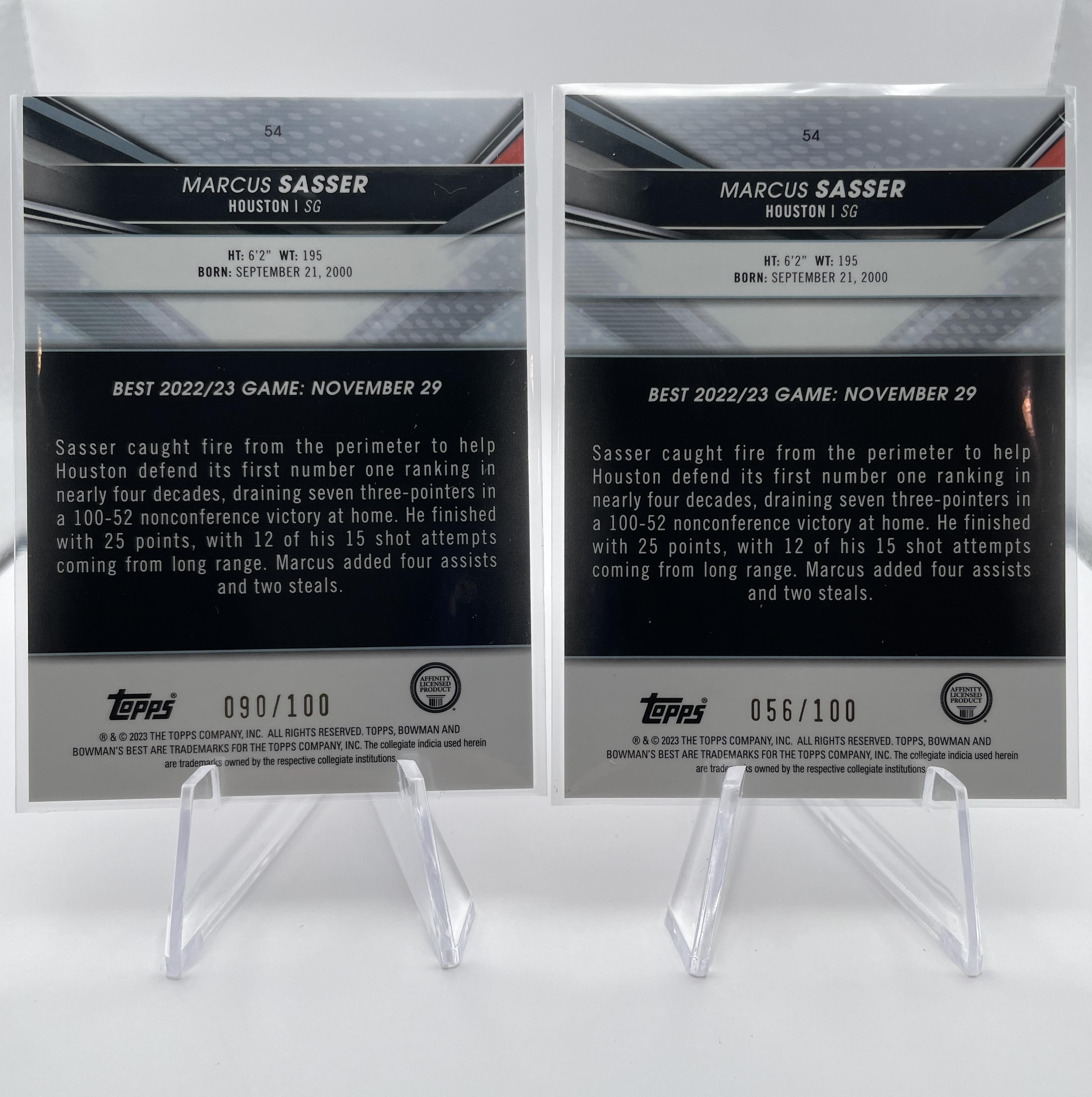 2022-23 Bowman U Best Marcus Sasser Gold Refractor /50 Lava /75 /100 Set (x5)