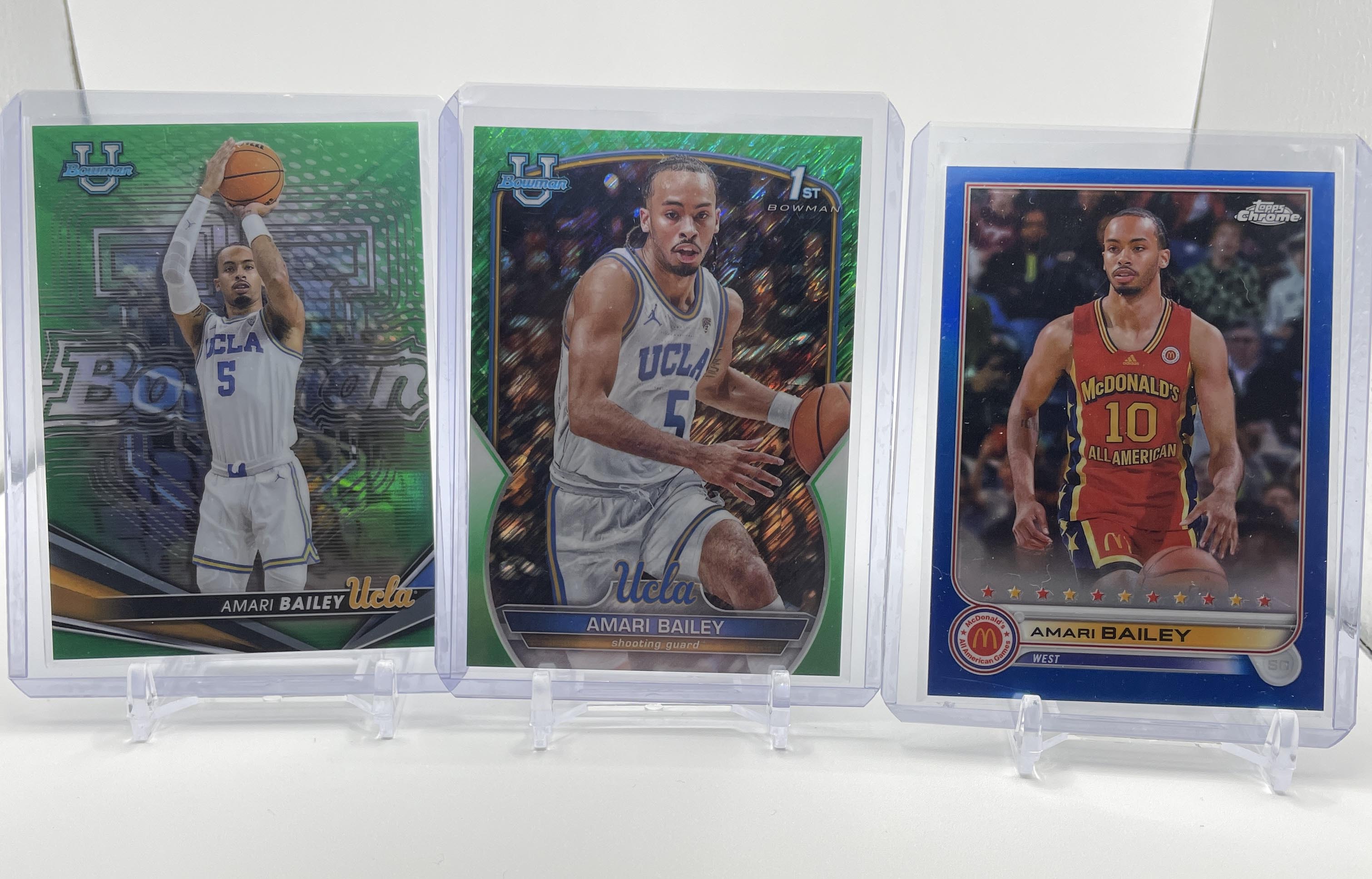 2022-23 Bowman U Chrome Amari Bailey Green Refractor /99 + Blue /99 Set (x3)