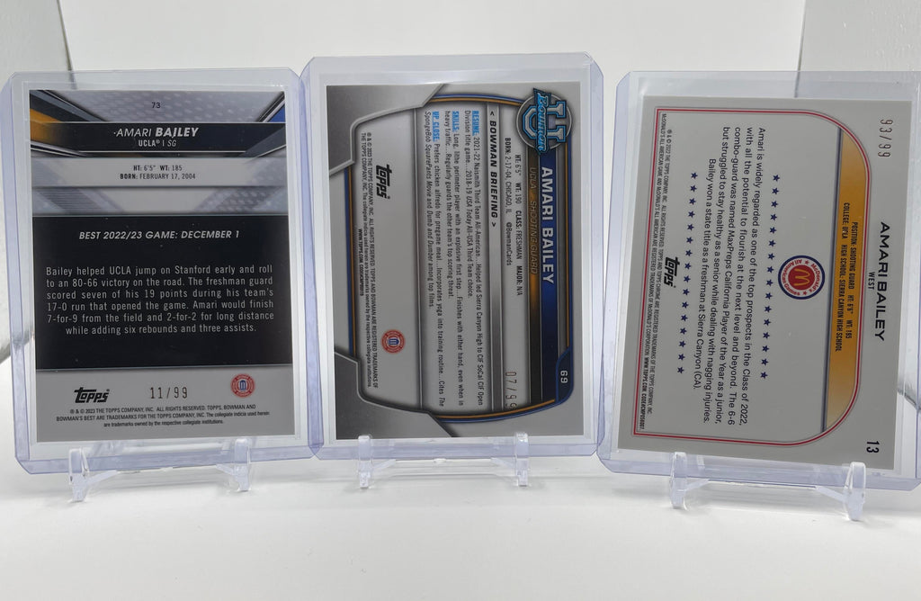 2022-23 Bowman U Chrome Amari Bailey Green Refractor /99 + Blue /99 Set (x3)