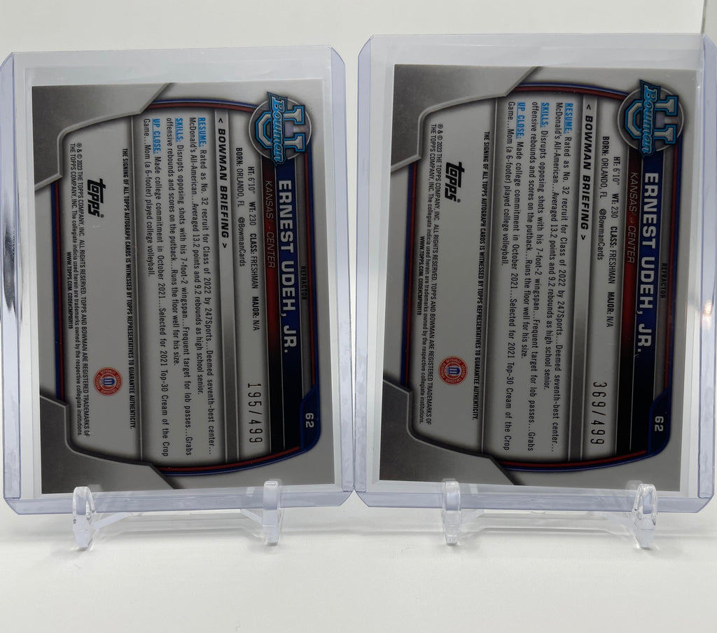 2022-23 Bowman U Chrome Ernest Udeh Refractor Auto /499 (x4) + Patch Auto /199