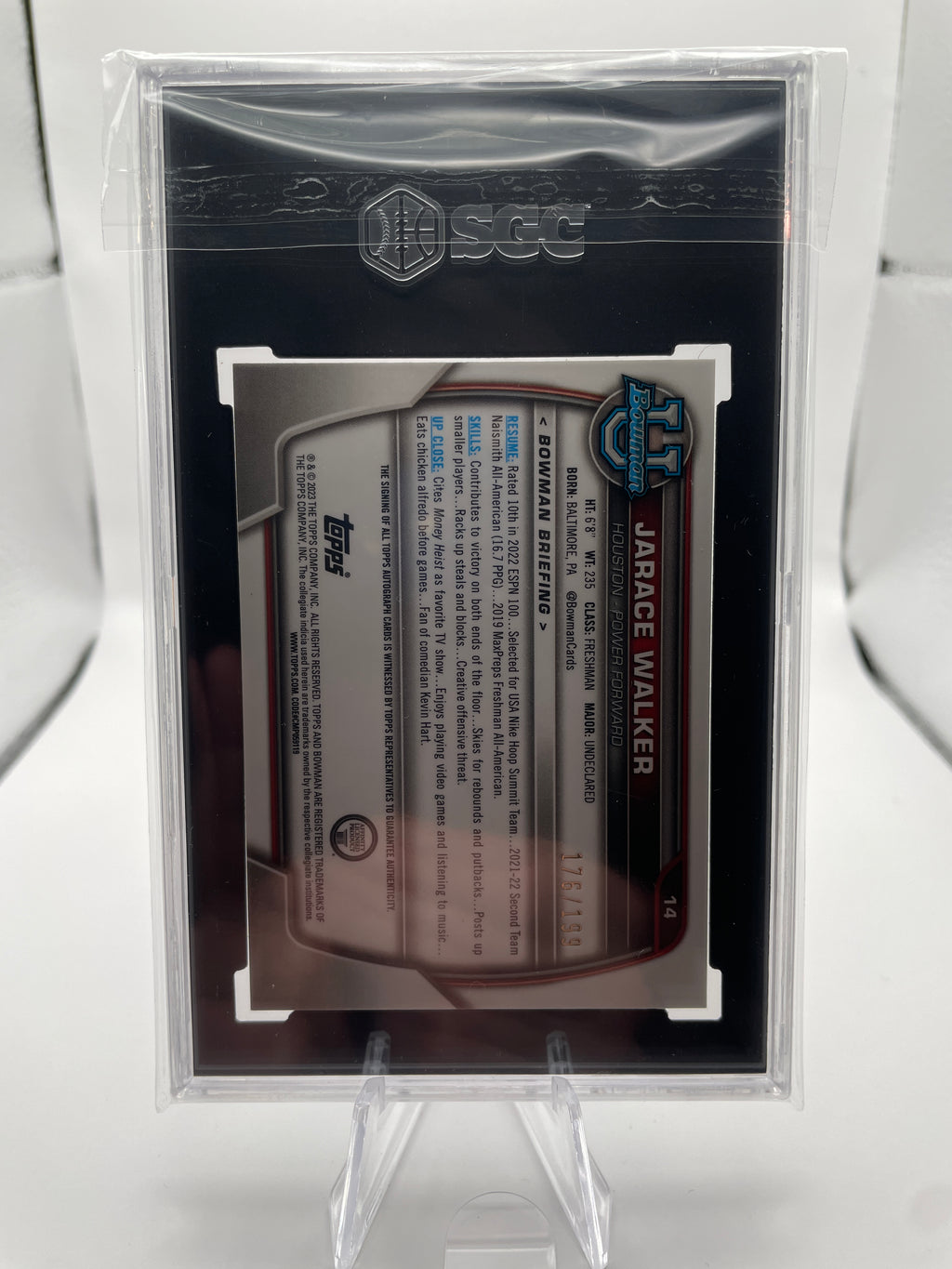 2022-23 Bowman U Chrome Jarace Walker Wave Refractor Auto /199 SGC 9.5 Auto 10