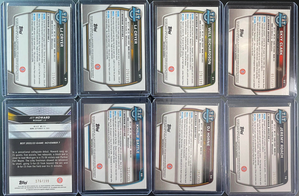 2022-23 Bowman U Chrome Jett Howard Mintz Tshibwe Refractor /199 /299 (x8)
