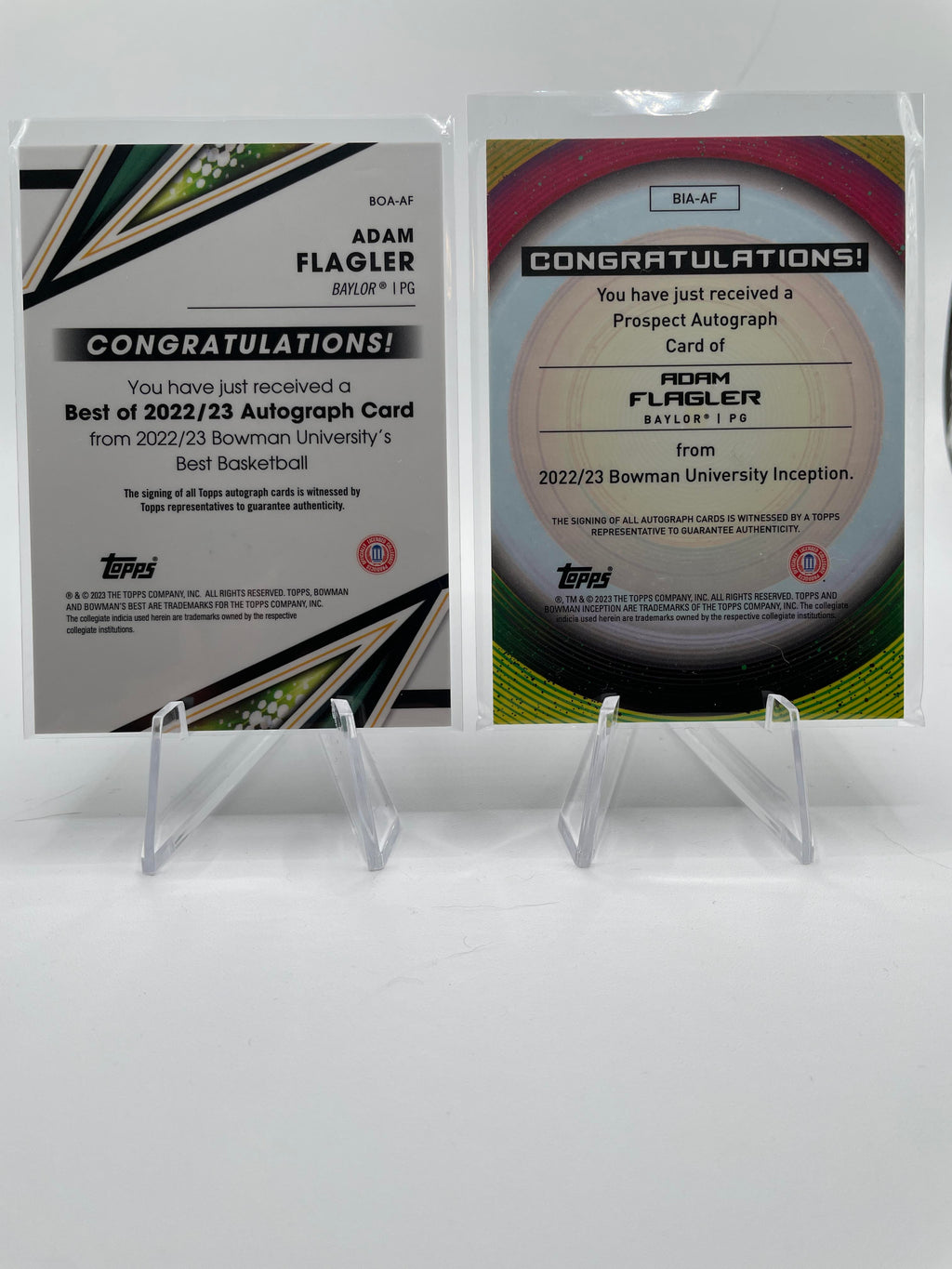 2022-23 Bowman U Inception Adam Flagler Gold Auto /50 + Best Auto (x4)