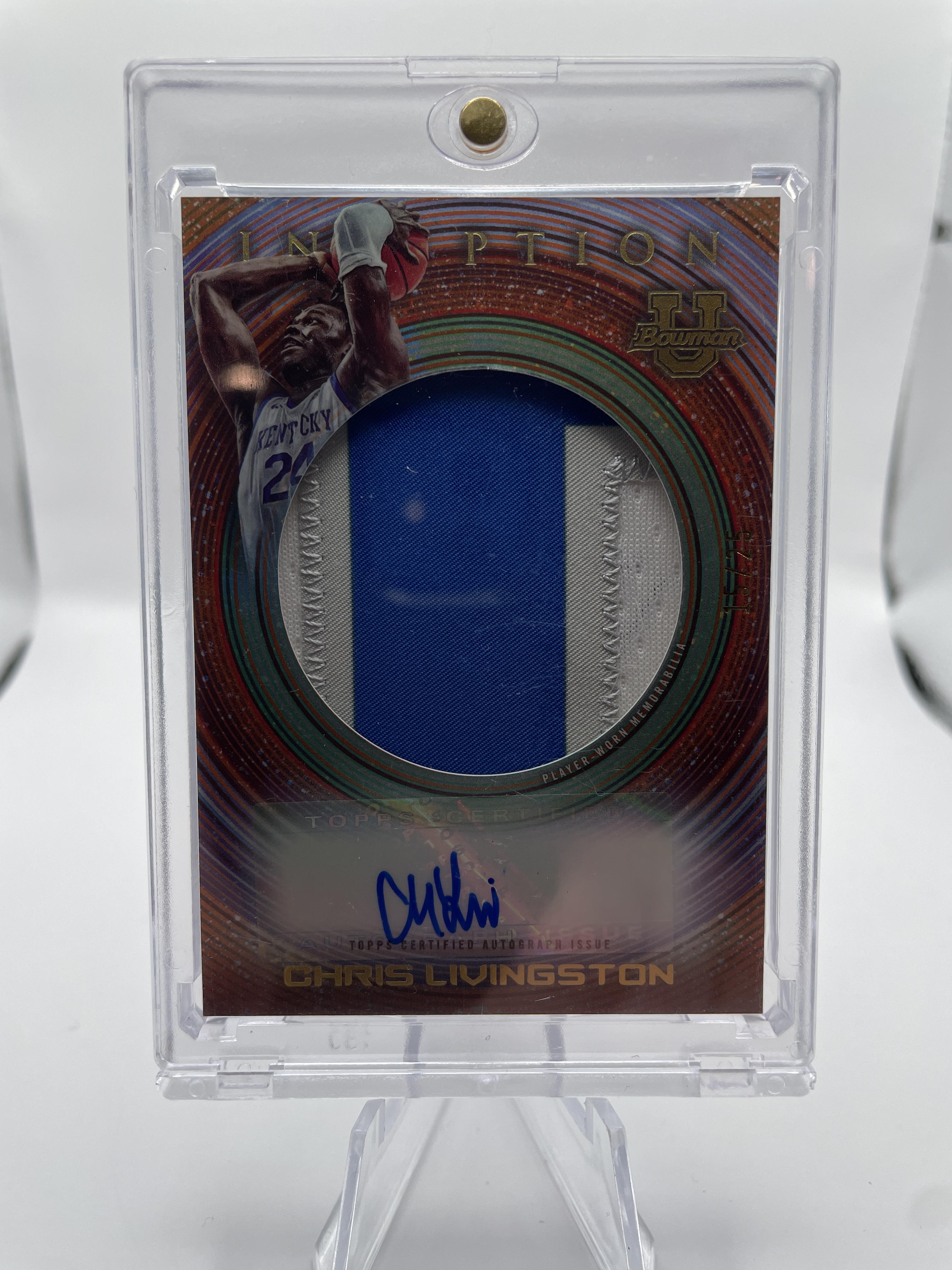 2022-23 Bowman U Inception Chris Livingston Orange Rookie Patch Auto /25