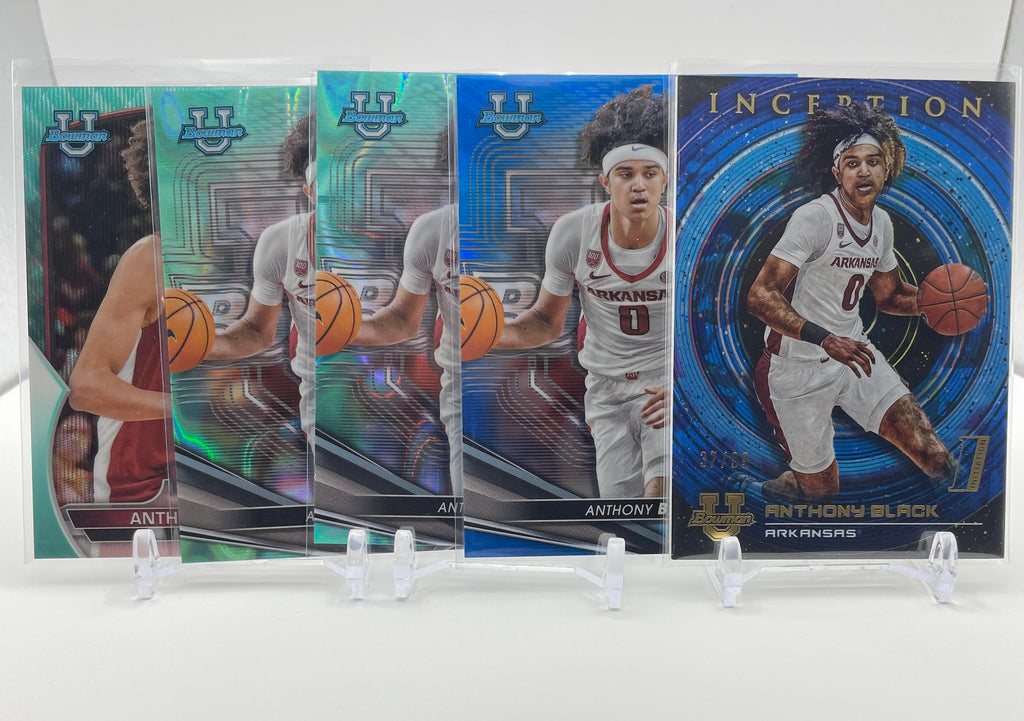 2022-23 Bowman University Anthony Black RC Blue Refractor /150 Aqua /199 (x5)