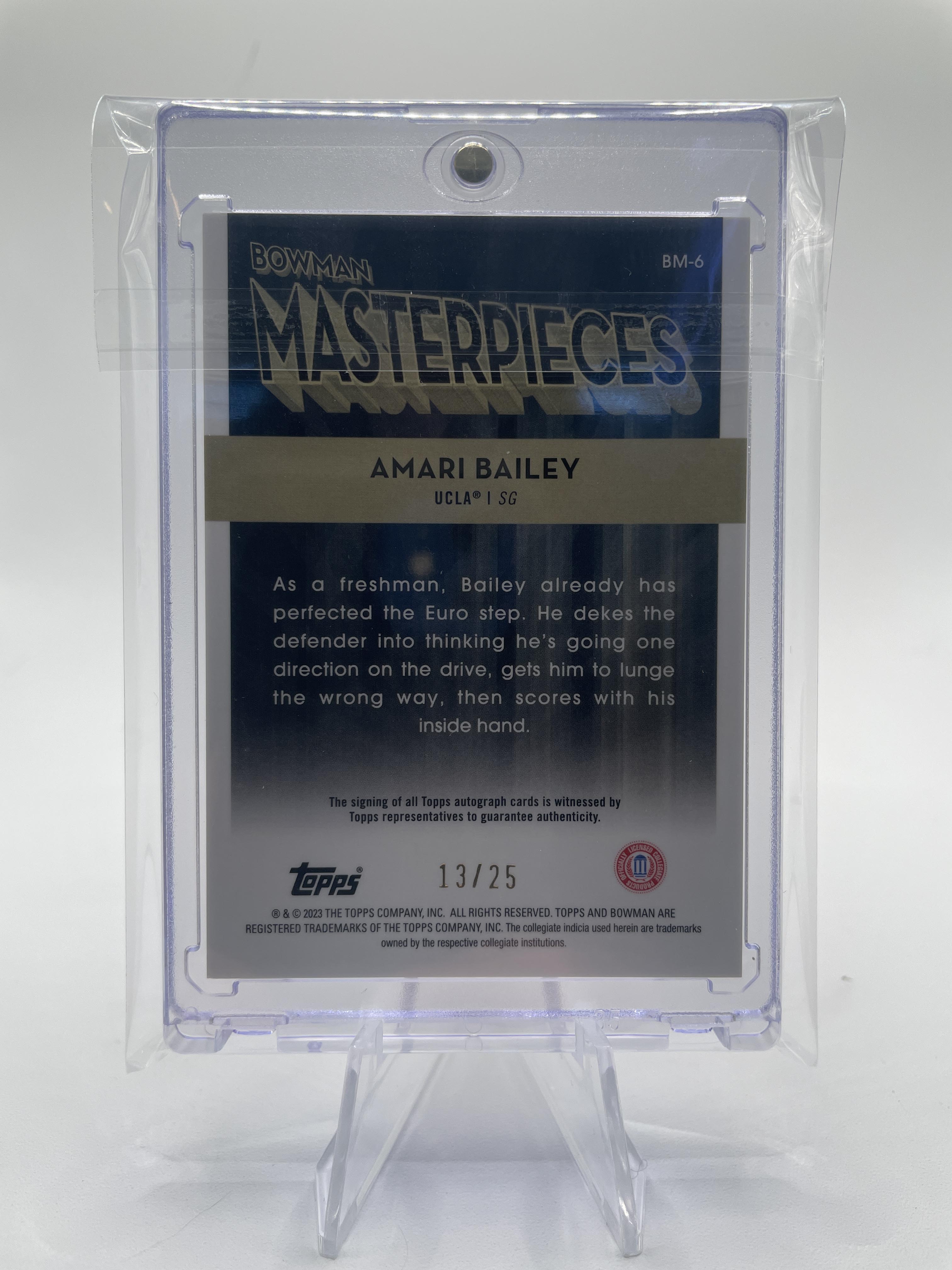 2022-23 Bowman University Best Amari Bailey Masterpieces Speckle Rookie Auto /25