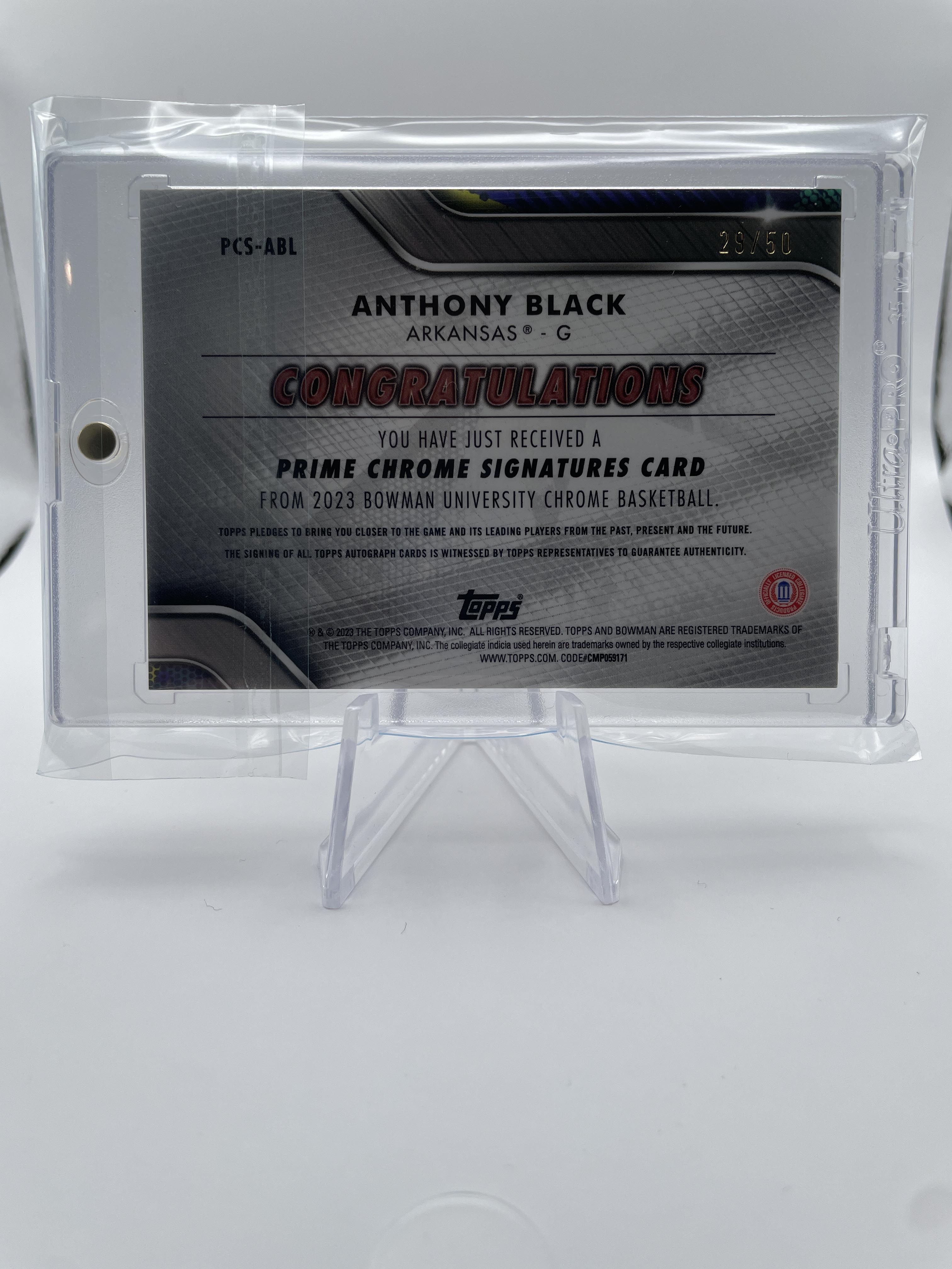 2022-23 Bowman University Best Anthony Black Prime Signatures Rookie Auto /50