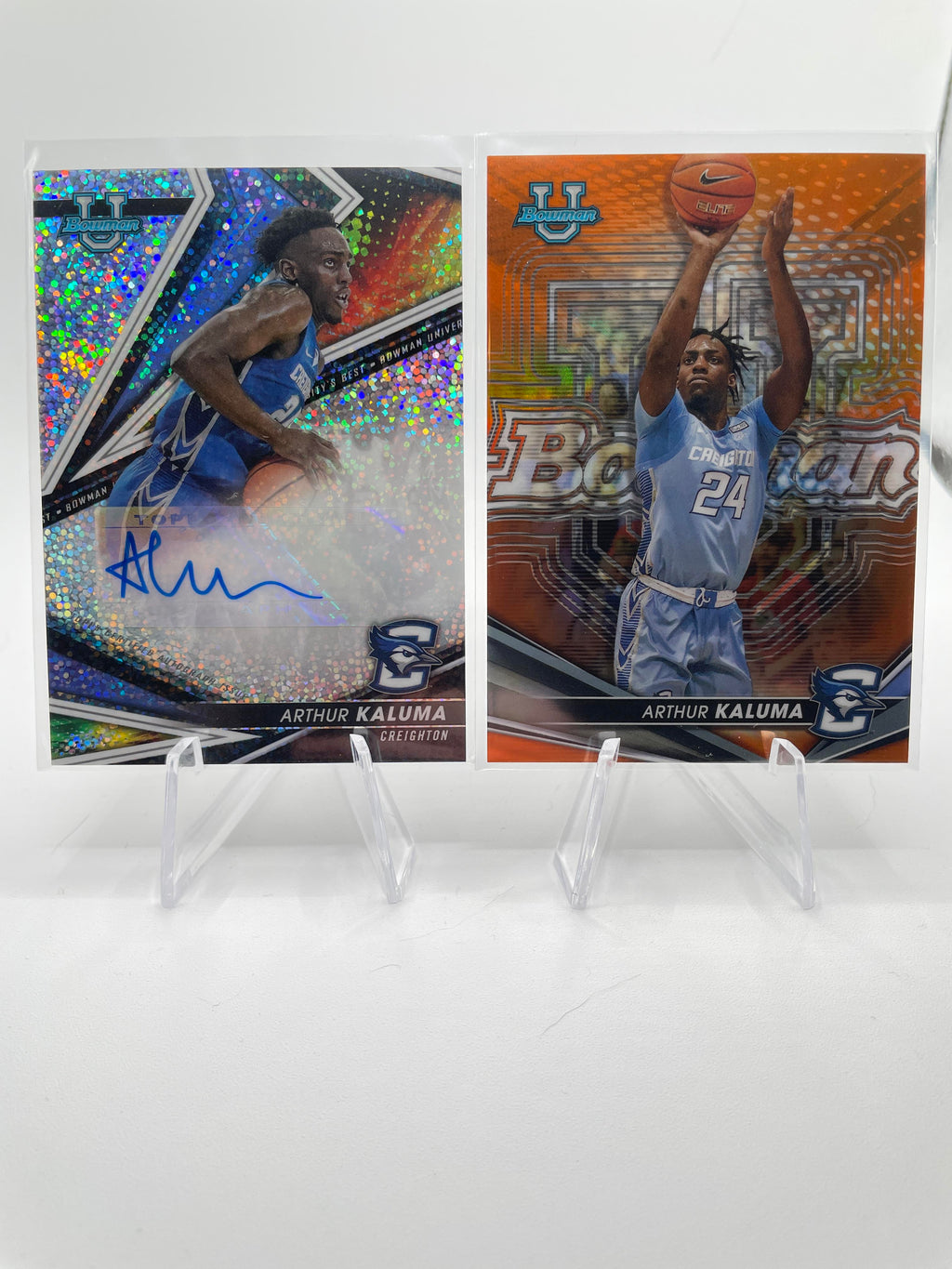 2022-23 Bowman University Best Arthur Kaluma Speckle Auto /25 + Orange Refractor