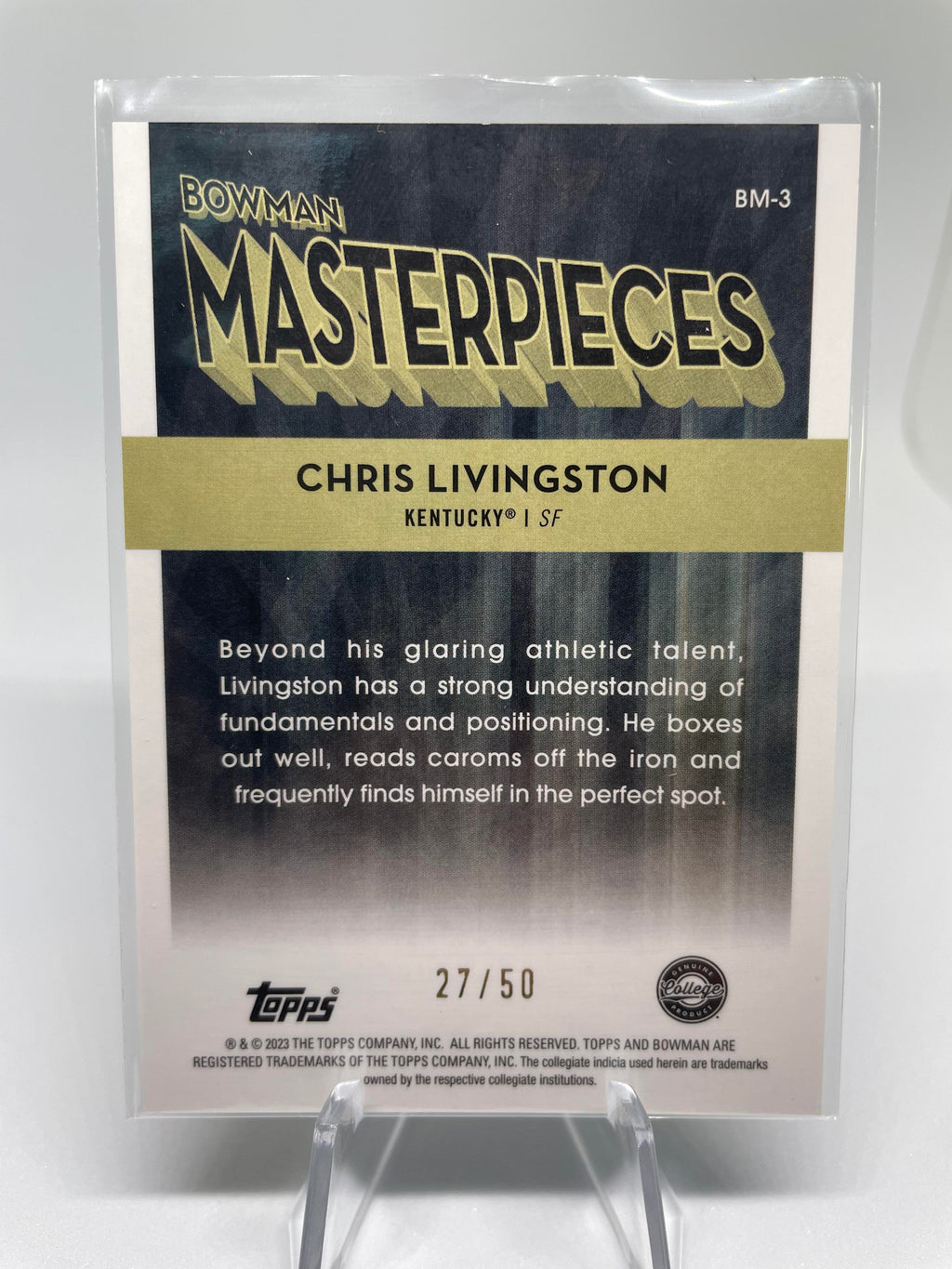 2022-23 Bowman University Best Chris Livingston Masterpieces Lava Refractor /50