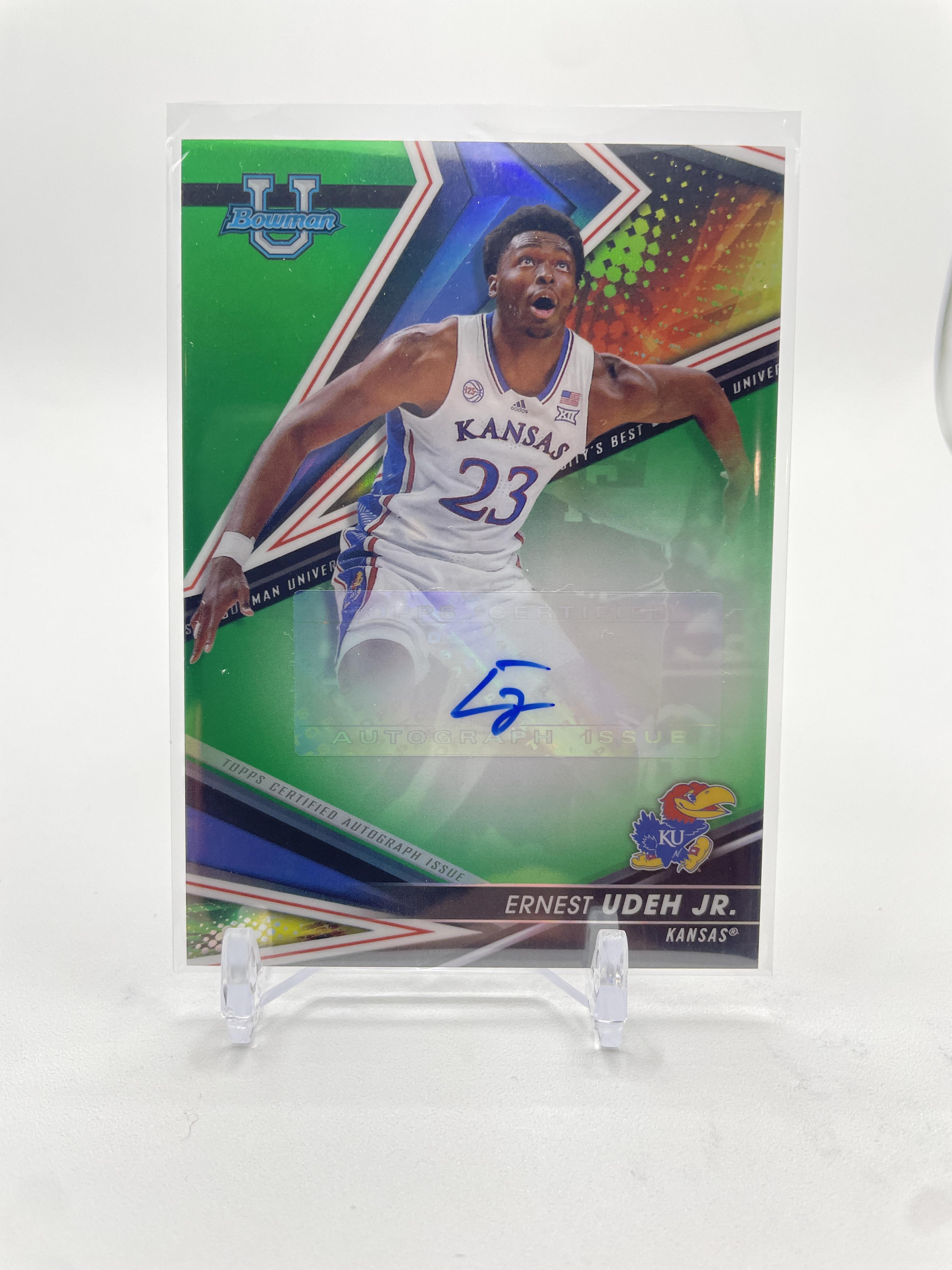 2022-23 Bowman University Best Ernest Udeh Jr. Green Refractor Rookie Auto /99