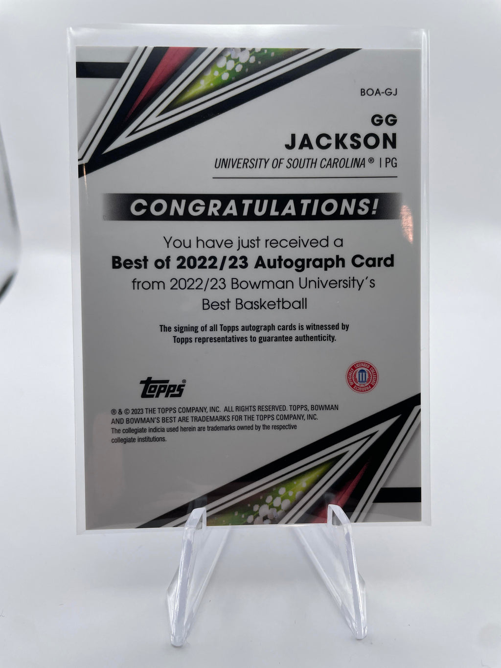 2022-23 Bowman University Best GG Jackson Base Rookie Auto