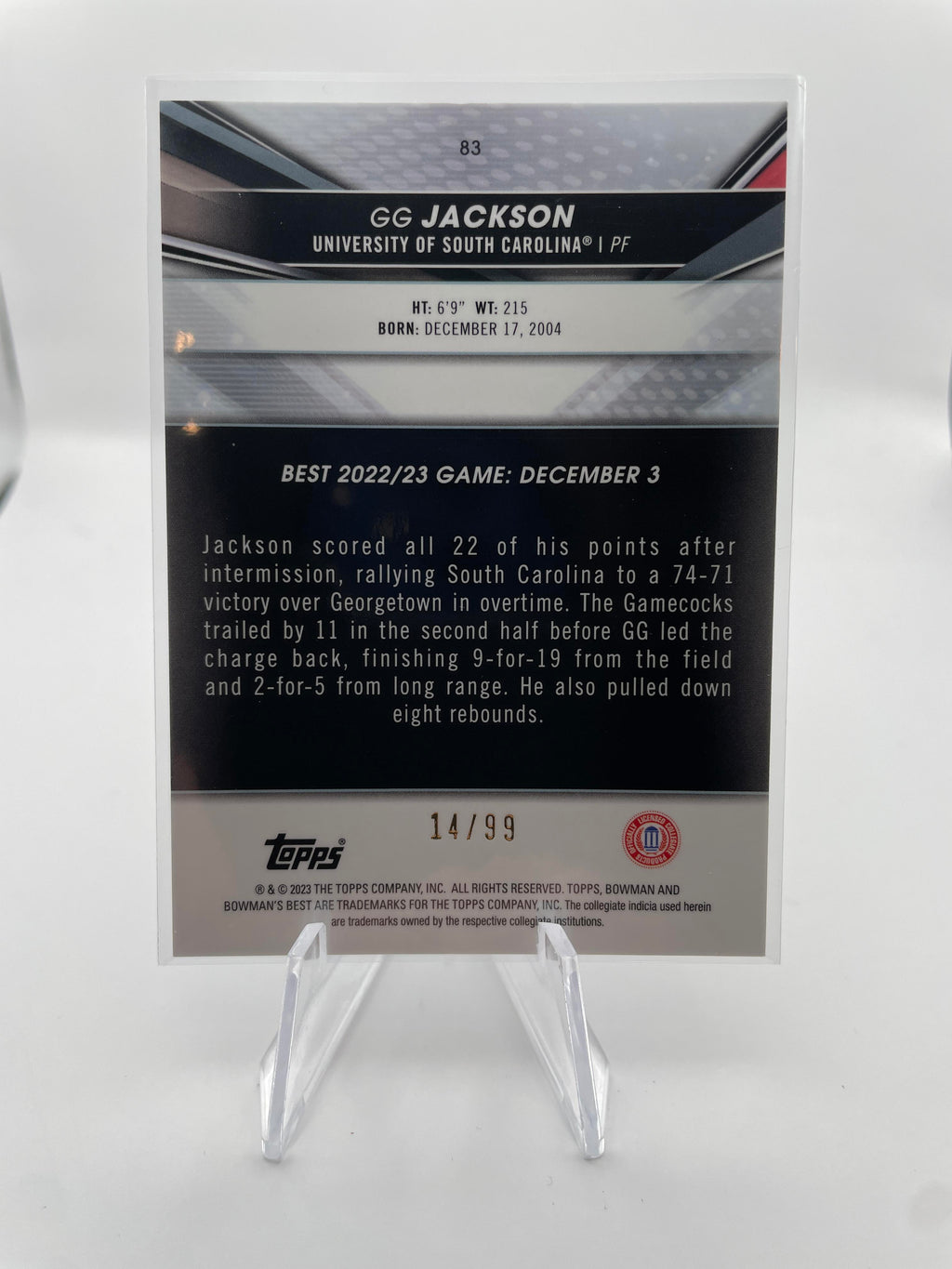 2022-23 Bowman University Best GG Jackson Green Diamond Refractor Rookie /99