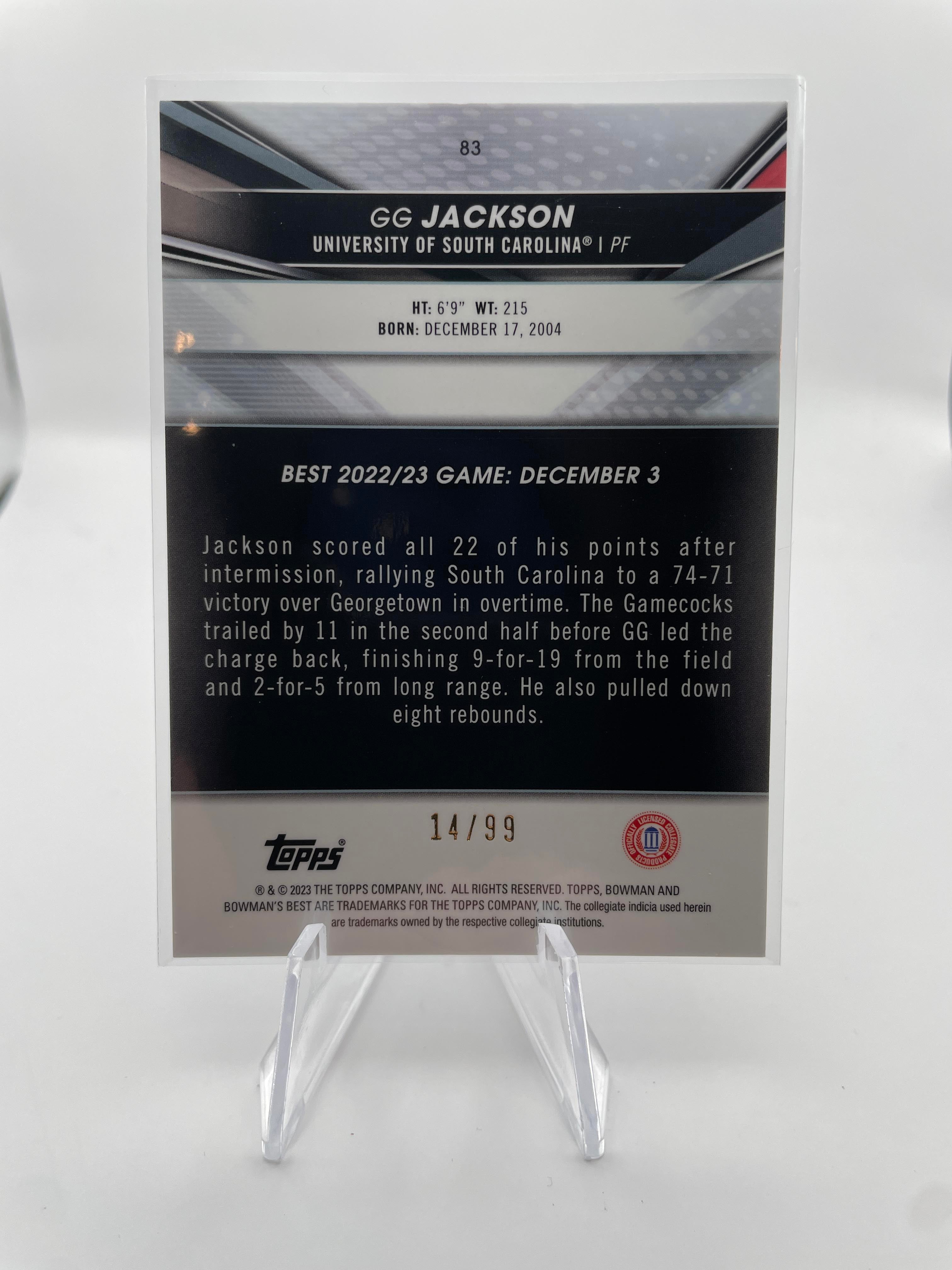 2022-23 Bowman University Best GG Jackson Green Diamond Refractor Rookie /99