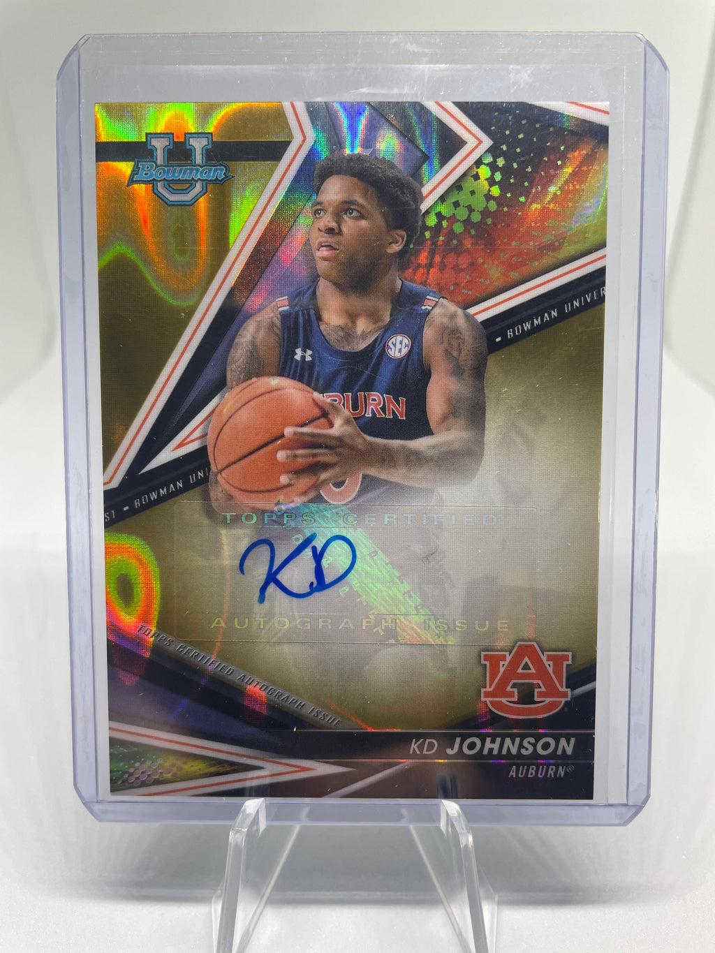 2022-23 Bowman University Best KD Johnson Gold Lava Refractor Auto /75
