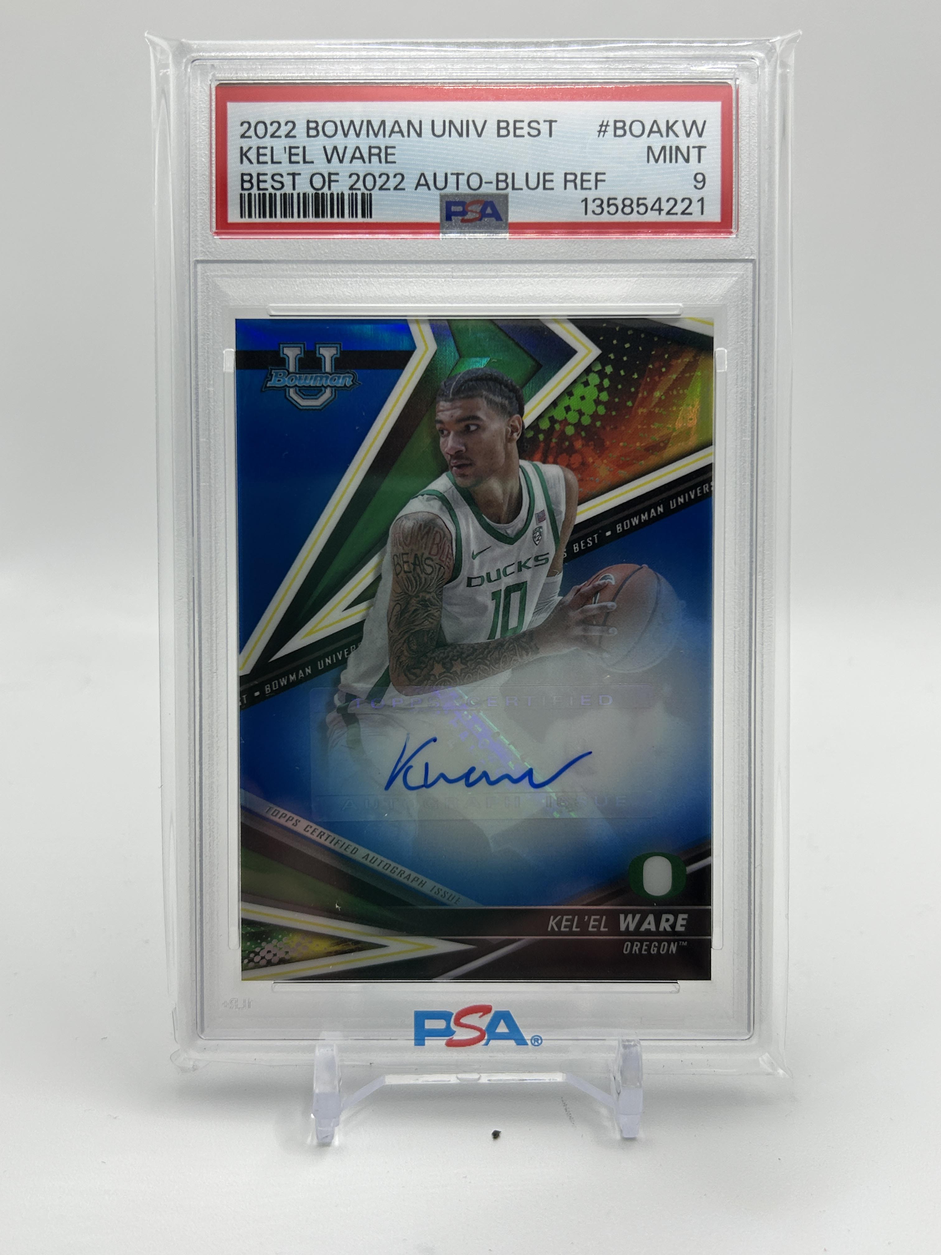 2022-23 Bowman University Best Kel'El Ware Blue Refractor Auto /150 PSA 9