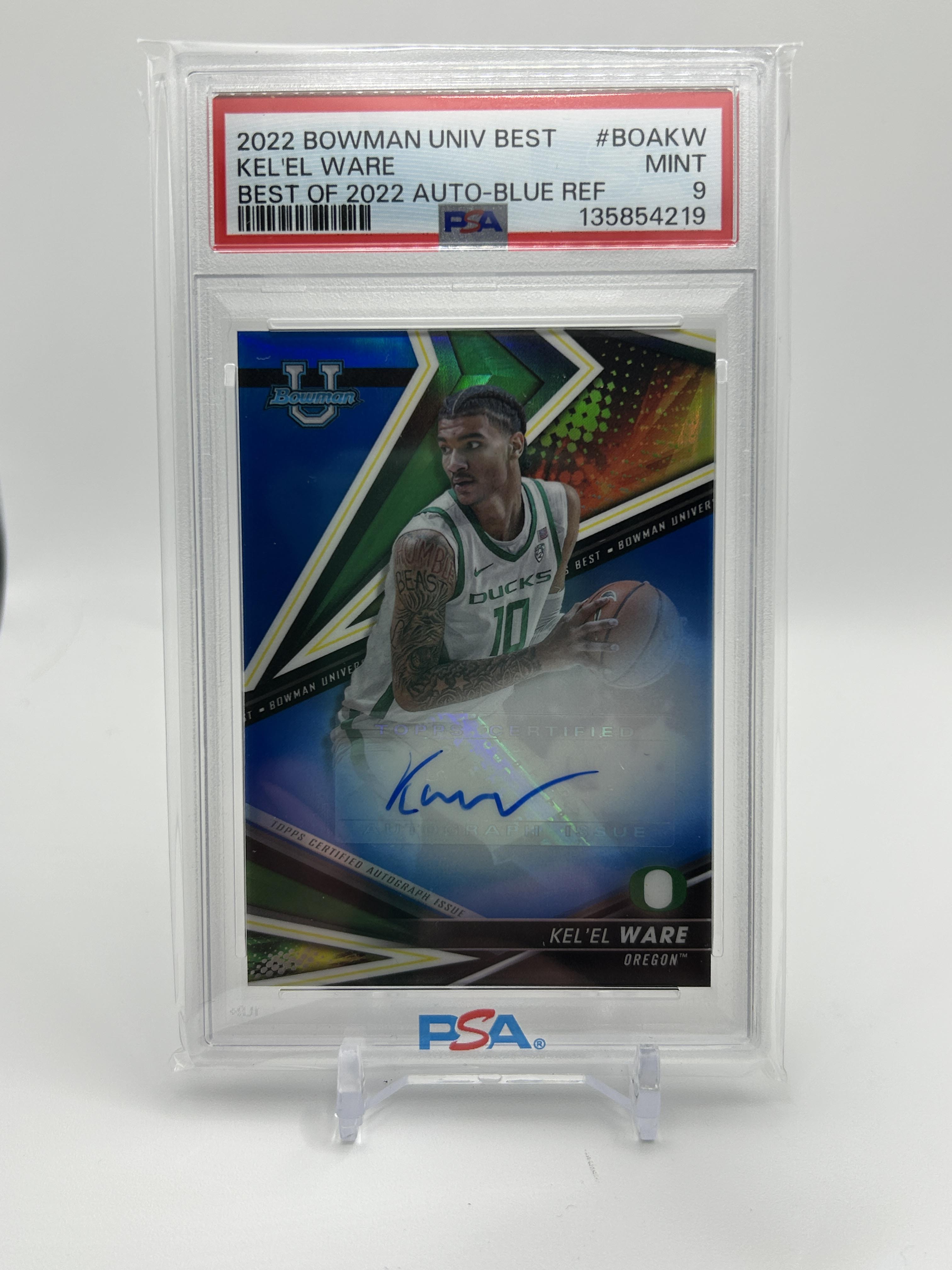 2022-23 Bowman University Best Kel'El Ware Blue Refractor Auto /150 PSA 9