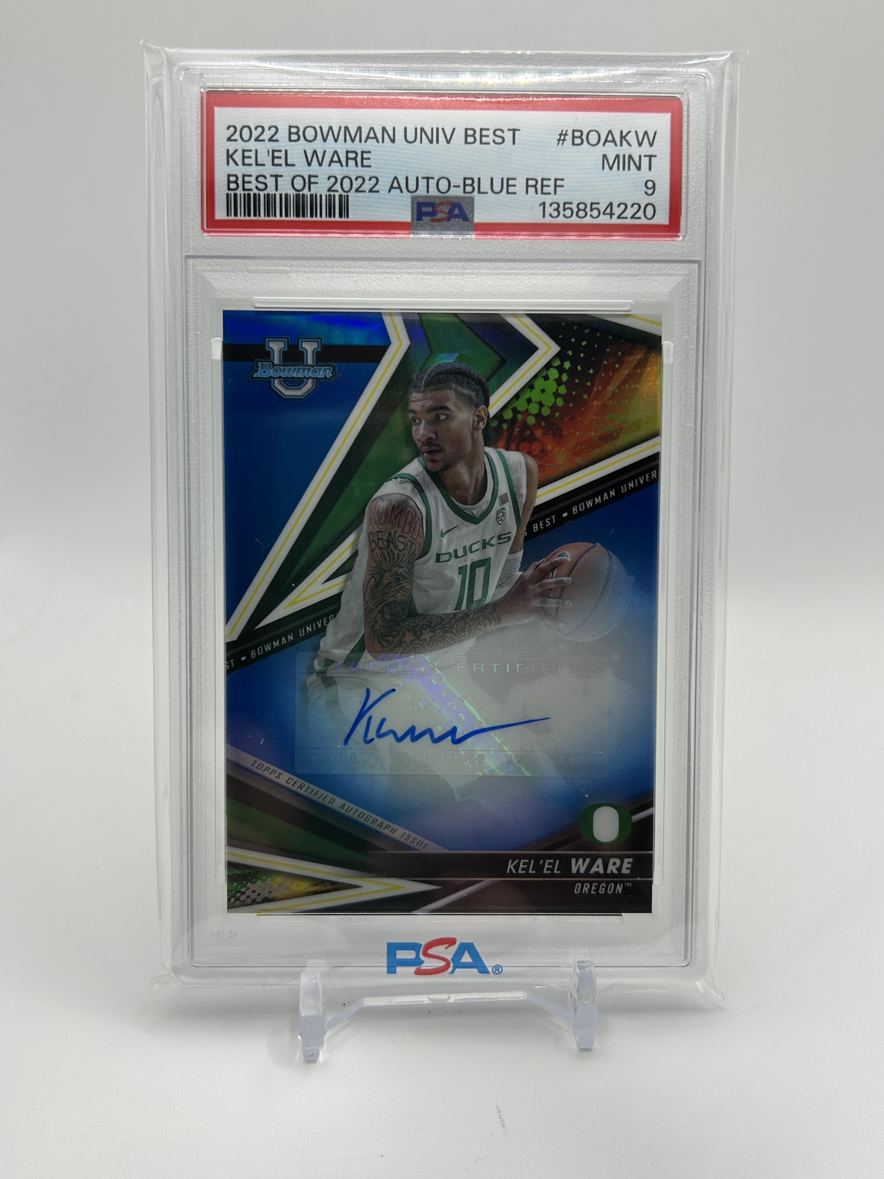2022-23 Bowman University Best Kel'El Ware Blue Refractor Auto /150 PSA 9