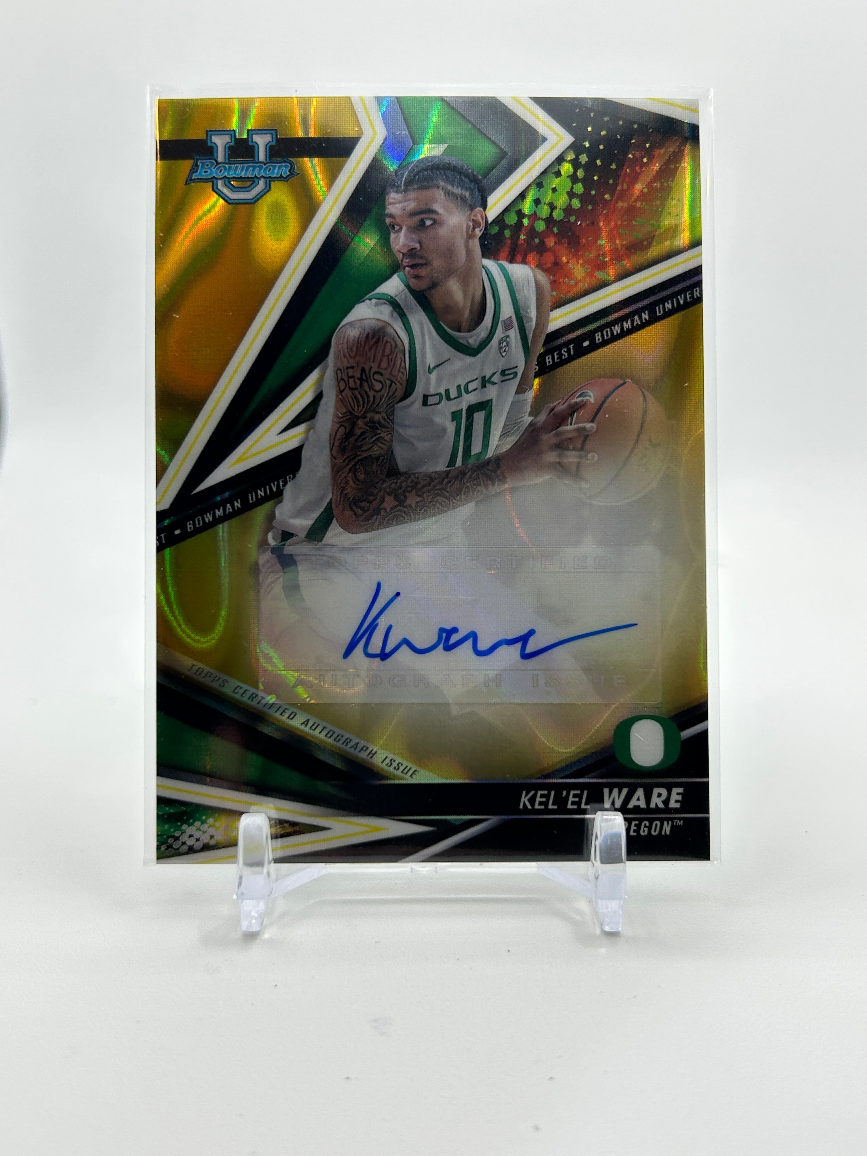 2022-23 Bowman University Best Kel'El Ware Gold Lava Refractor Auto /75