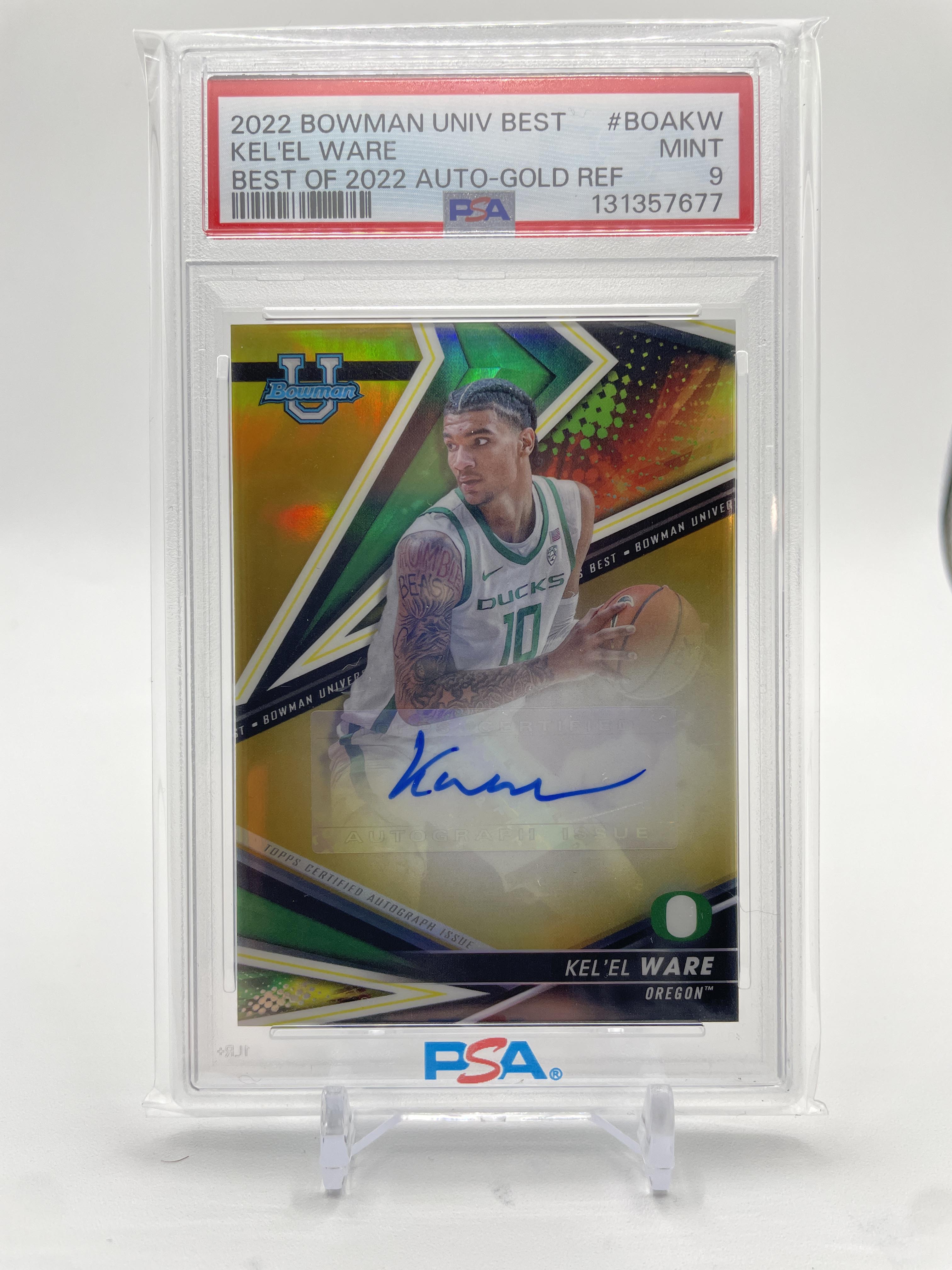 2022-23 Bowman University Best Kel'El Ware Gold Refractor Auto /50 PSA 9