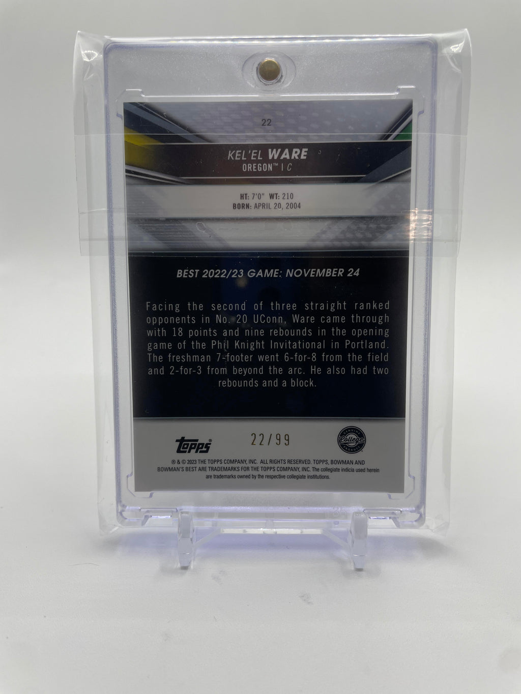 2022-23 Bowman University Best Kel'El Ware Green Refractor /99