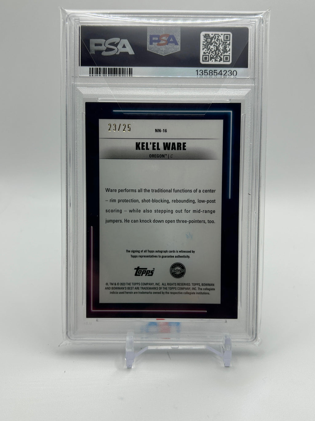 2022-23 Bowman University Best Kel'El Ware Neon Speckle Refractor Auto /25 PSA 8