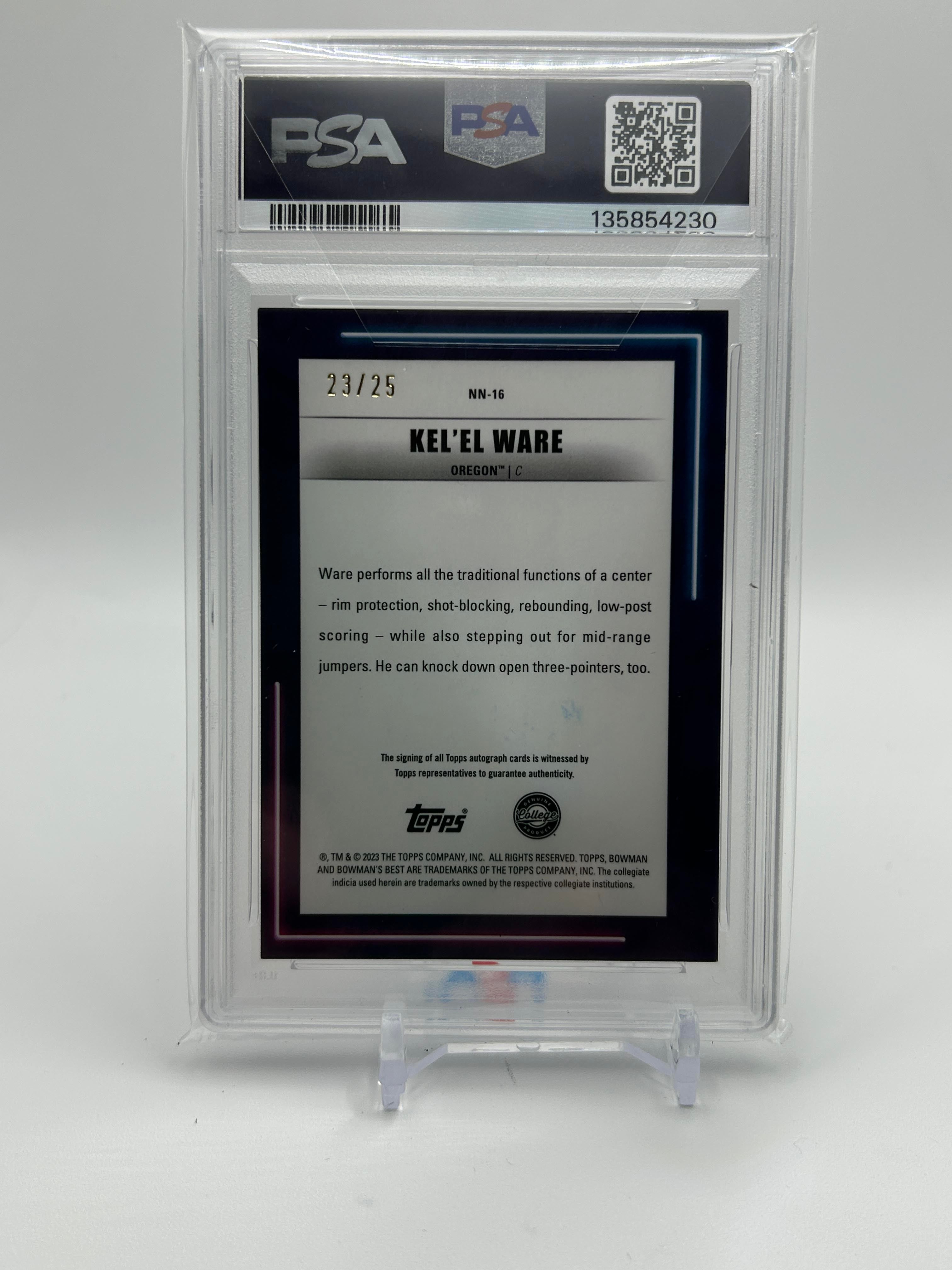 2022-23 Bowman University Best Kel'El Ware Neon Speckle Refractor Auto /25 PSA 8
