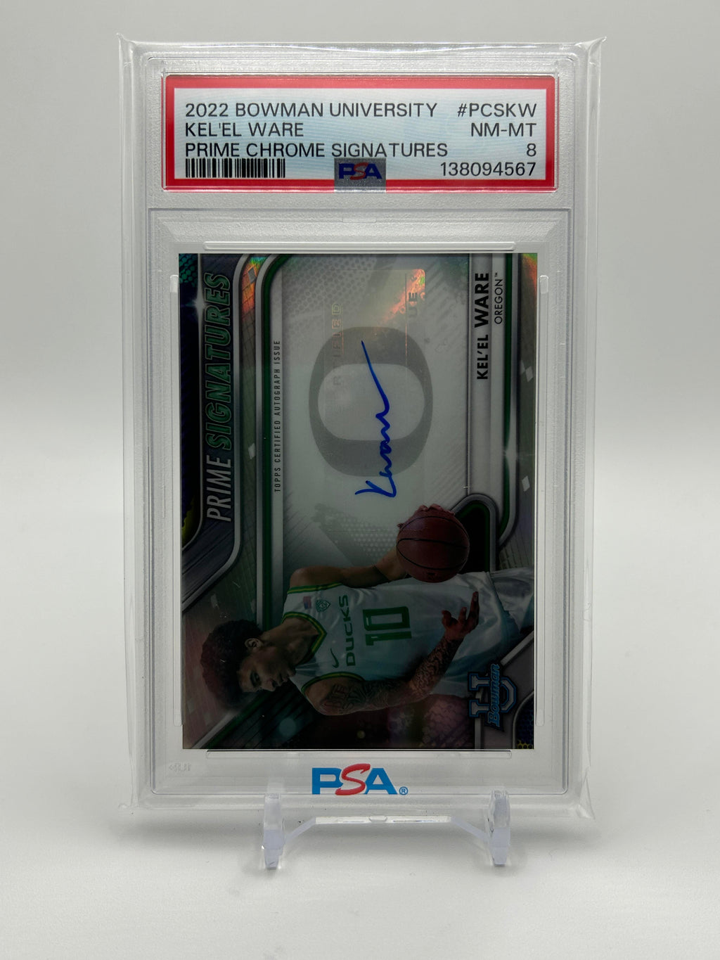 2022-23 Bowman University Best Kel'El Ware Prime Signatures Auto /50 PSA 8