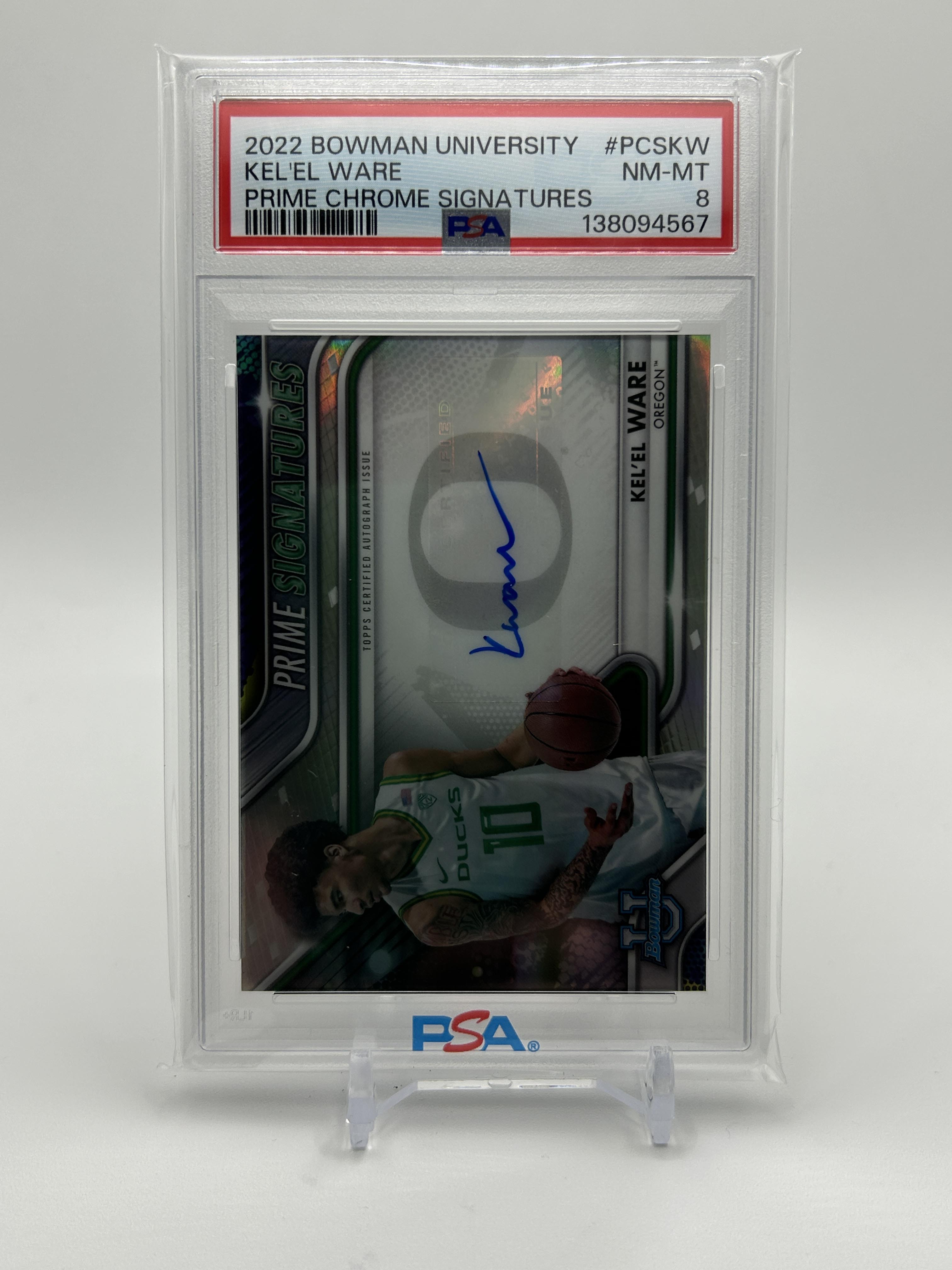 2022-23 Bowman University Best Kel'El Ware Prime Signatures Auto /50 PSA 8