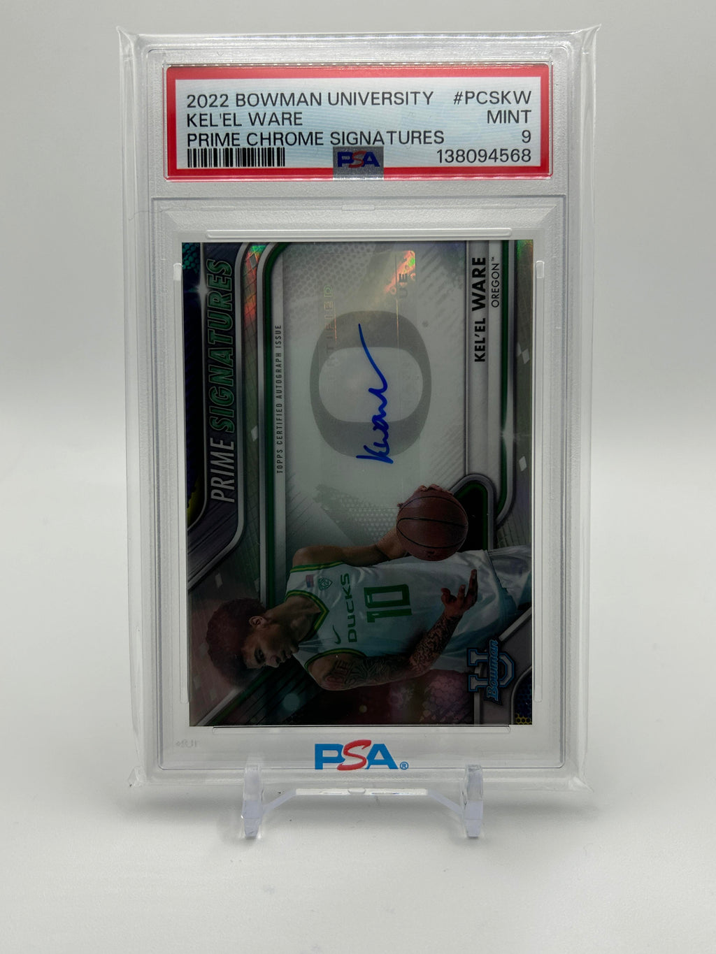2022-23 Bowman University Best Kel'El Ware Prime Signatures Auto /50 PSA 9