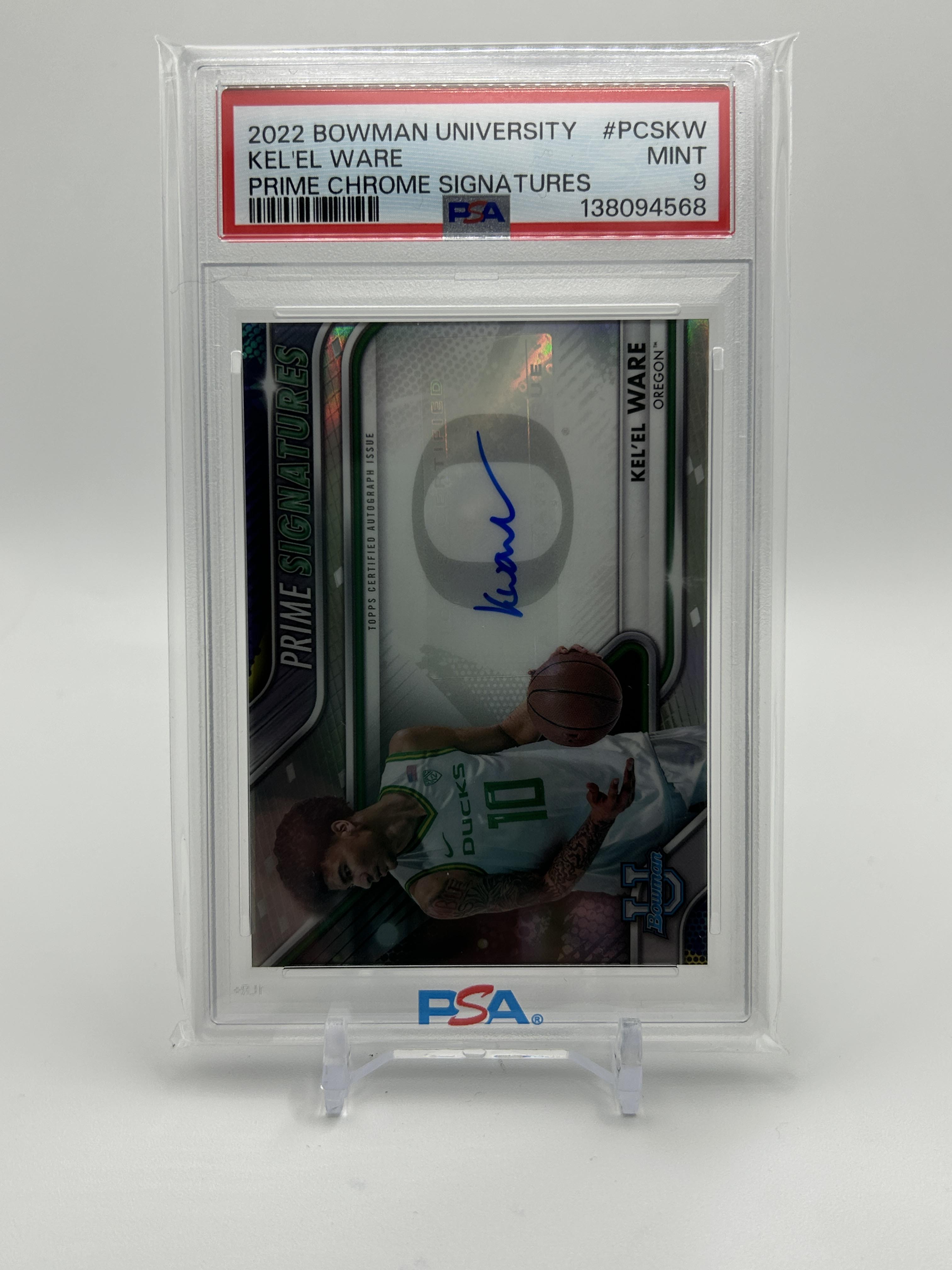 2022-23 Bowman University Best Kel'El Ware Prime Signatures Auto /50 PSA 9