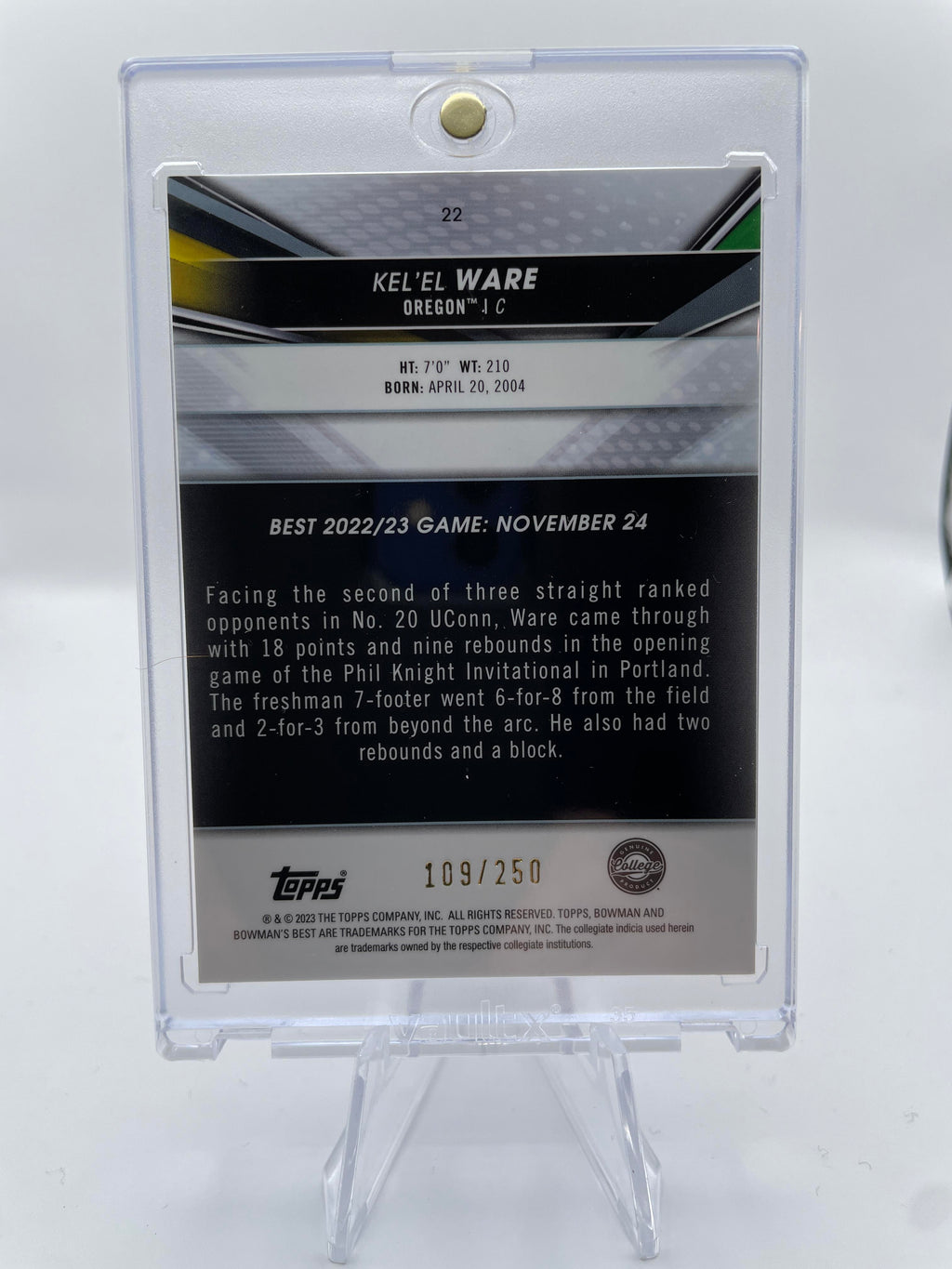 2022-23 Bowman University Best Kel'El Ware Purple Refractor /250