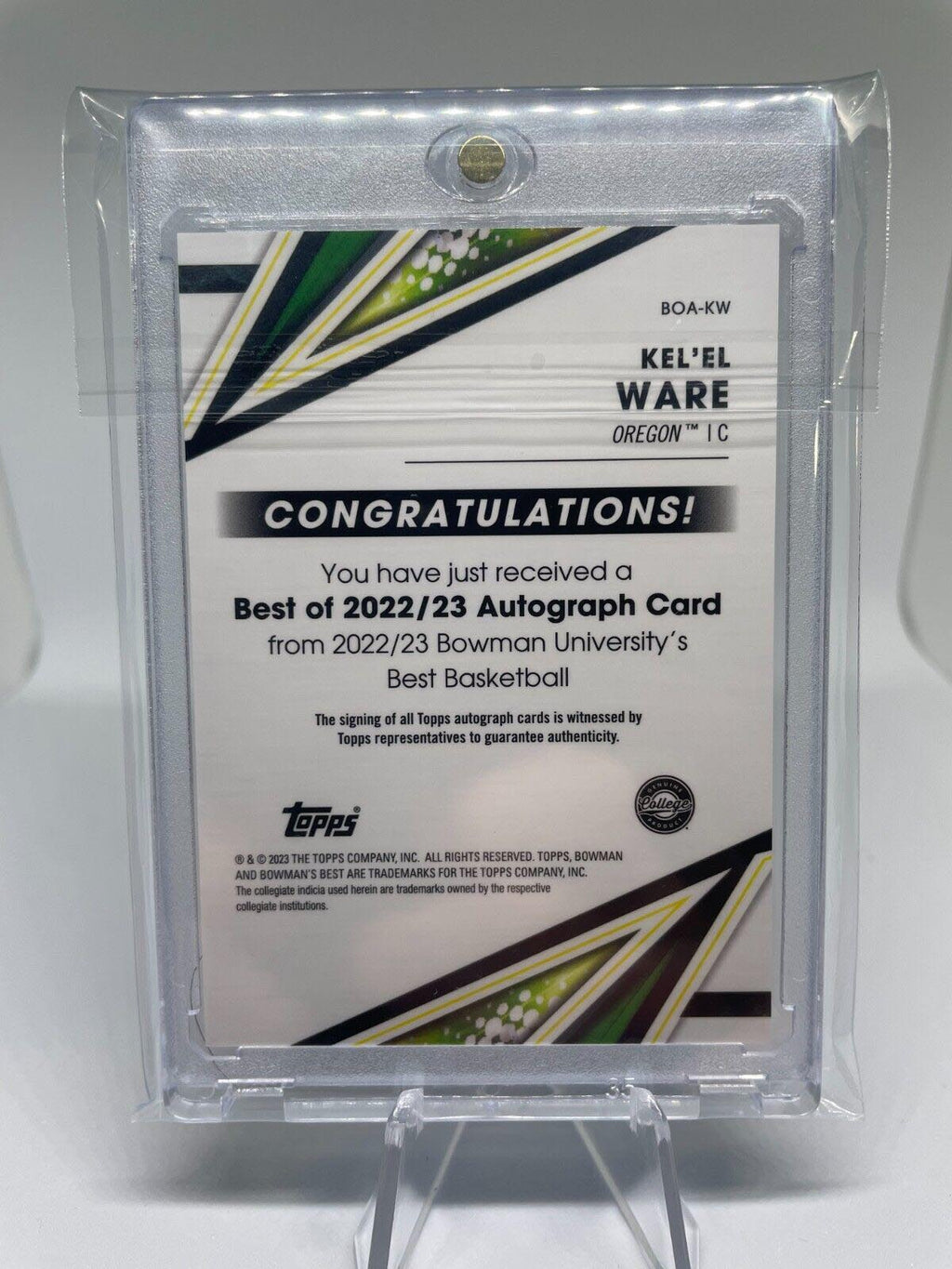 2022-23 Bowman University Best Kel'El Ware Rookie Auto #BOA-KW