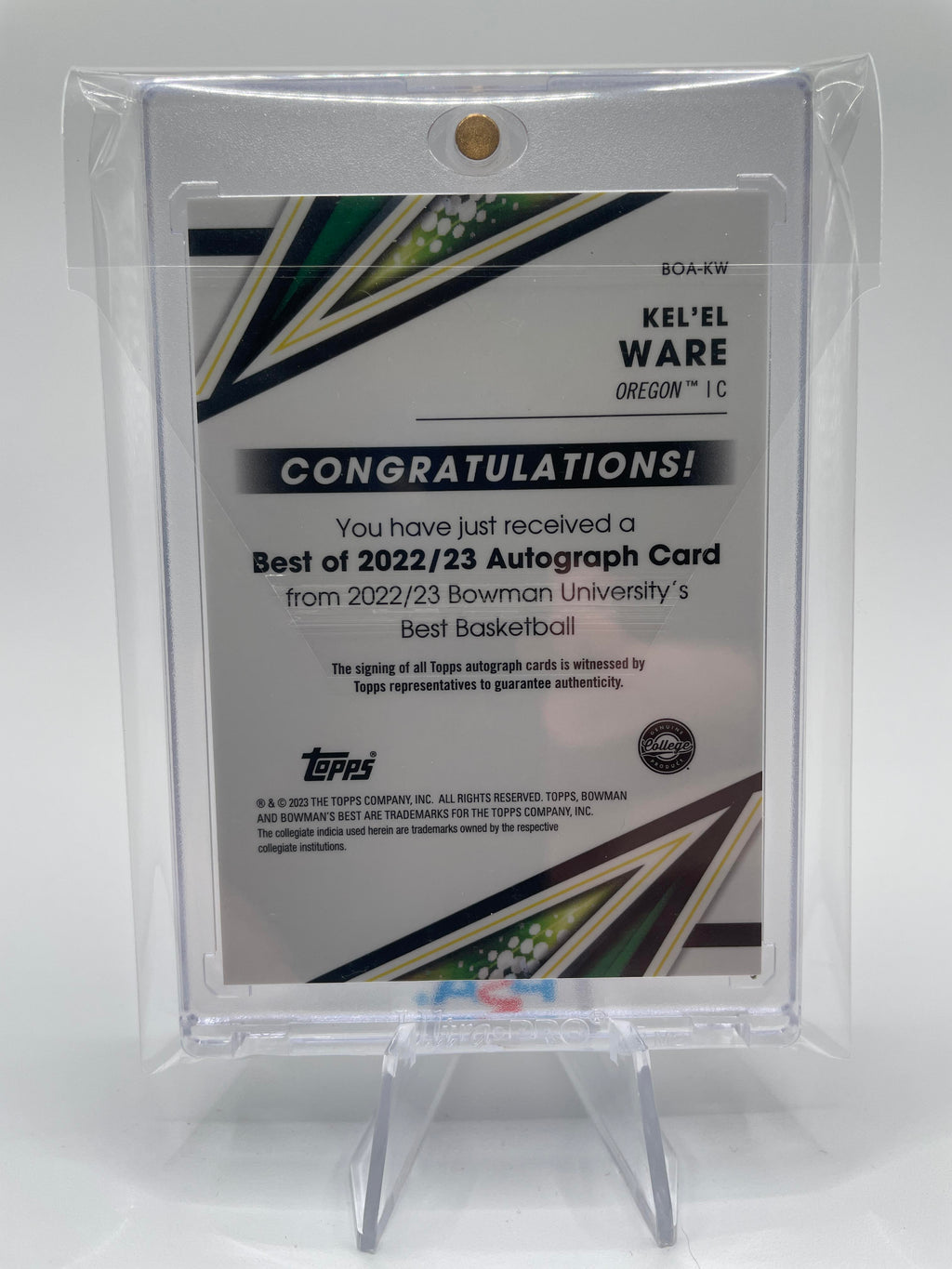 2022-23 Bowman University Best Kel'El Ware Rookie Auto #BOA-KW